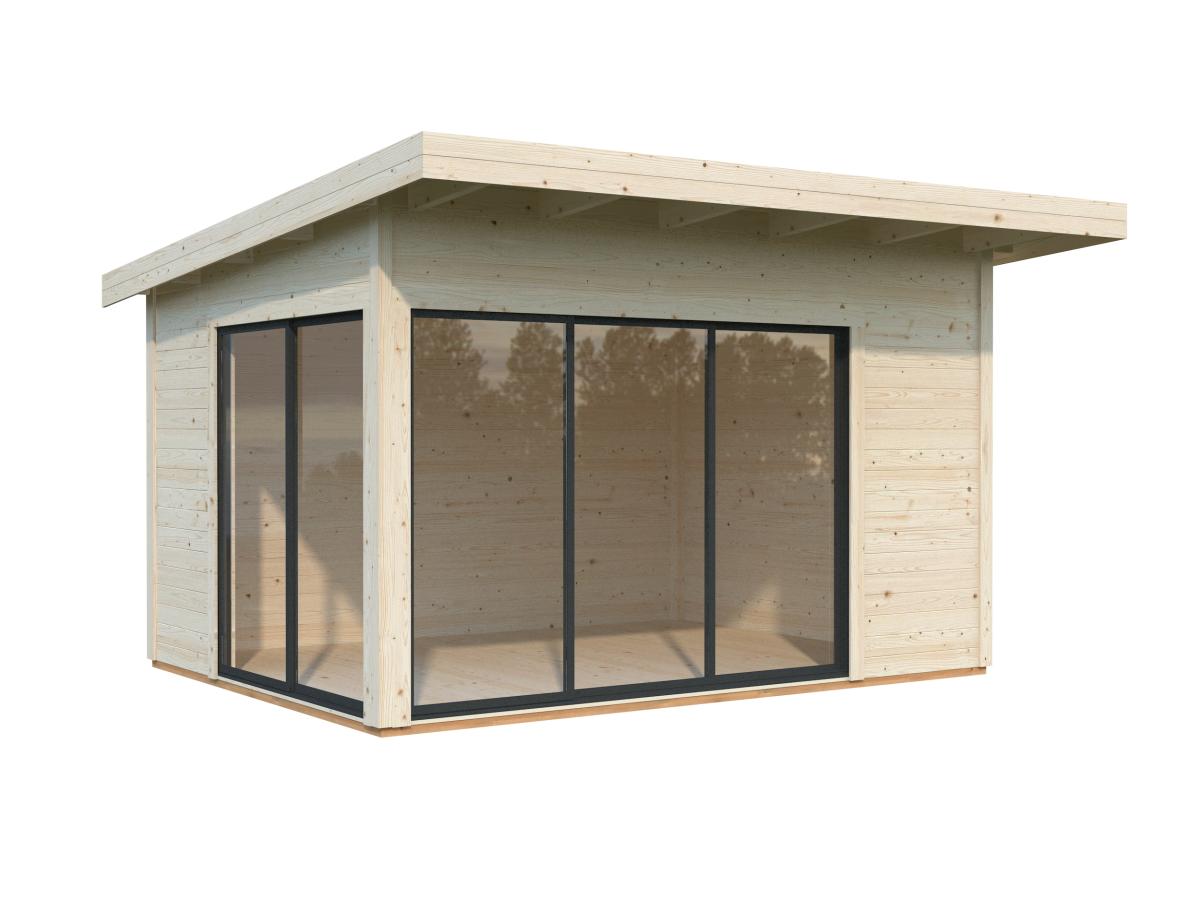 Palmako | Andrea S (12'10" x 9'10" | 120.6 sq.ft. | 1.7") Modern Corner Summer House With Sliding Doors