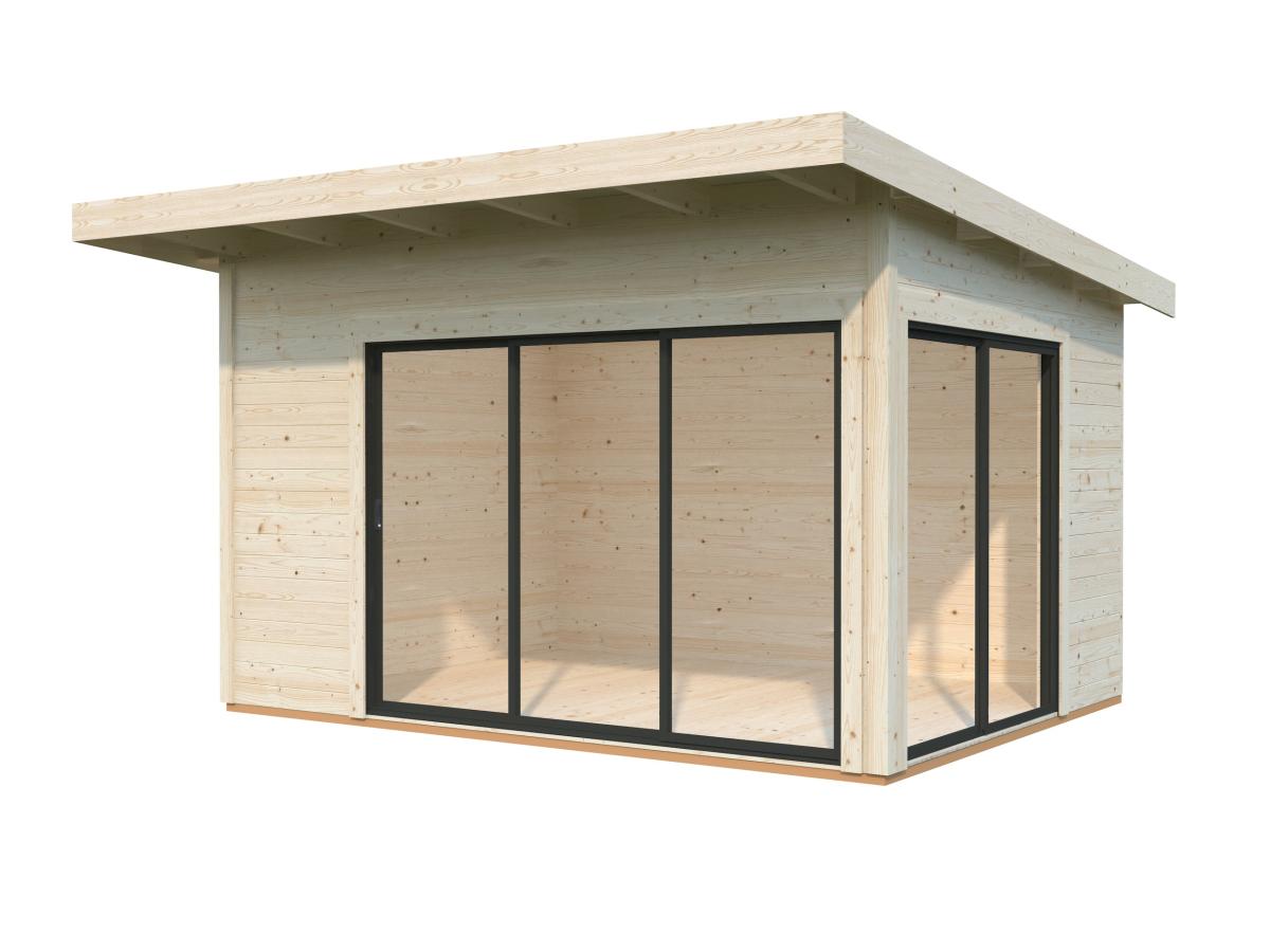 Palmako | Andrea S (12'10" x 9'10" | 120.6 sq.ft. | 1.7") Modern Corner Summer House With Sliding Doors