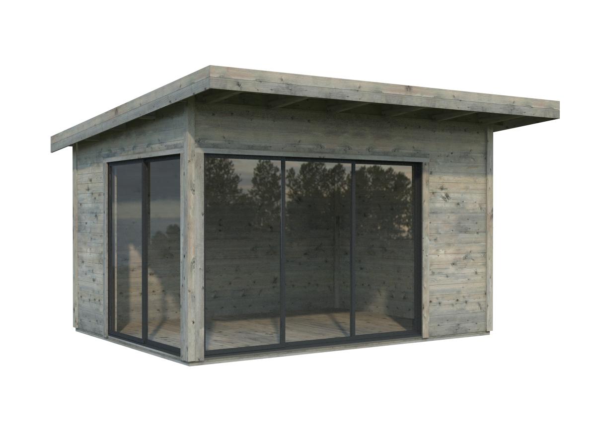 Palmako | Andrea S (12'10" x 9'10" | 120.6 sq.ft. | 1.7") Modern Corner Summer House With Sliding Doors