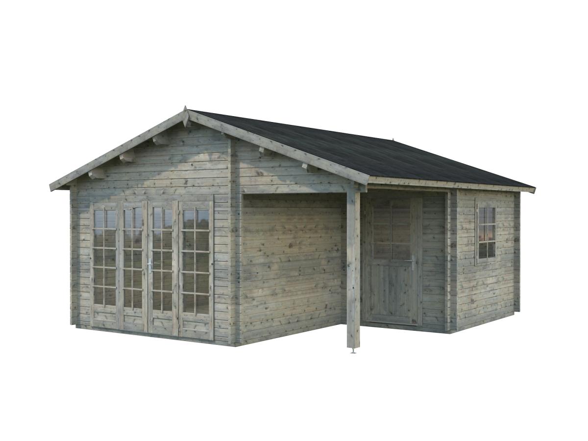 Palmako | Irene XL (17'5" x 18'8" | 235.7 sq.ft. | 1.7") Summer House Log Cabin with Porch