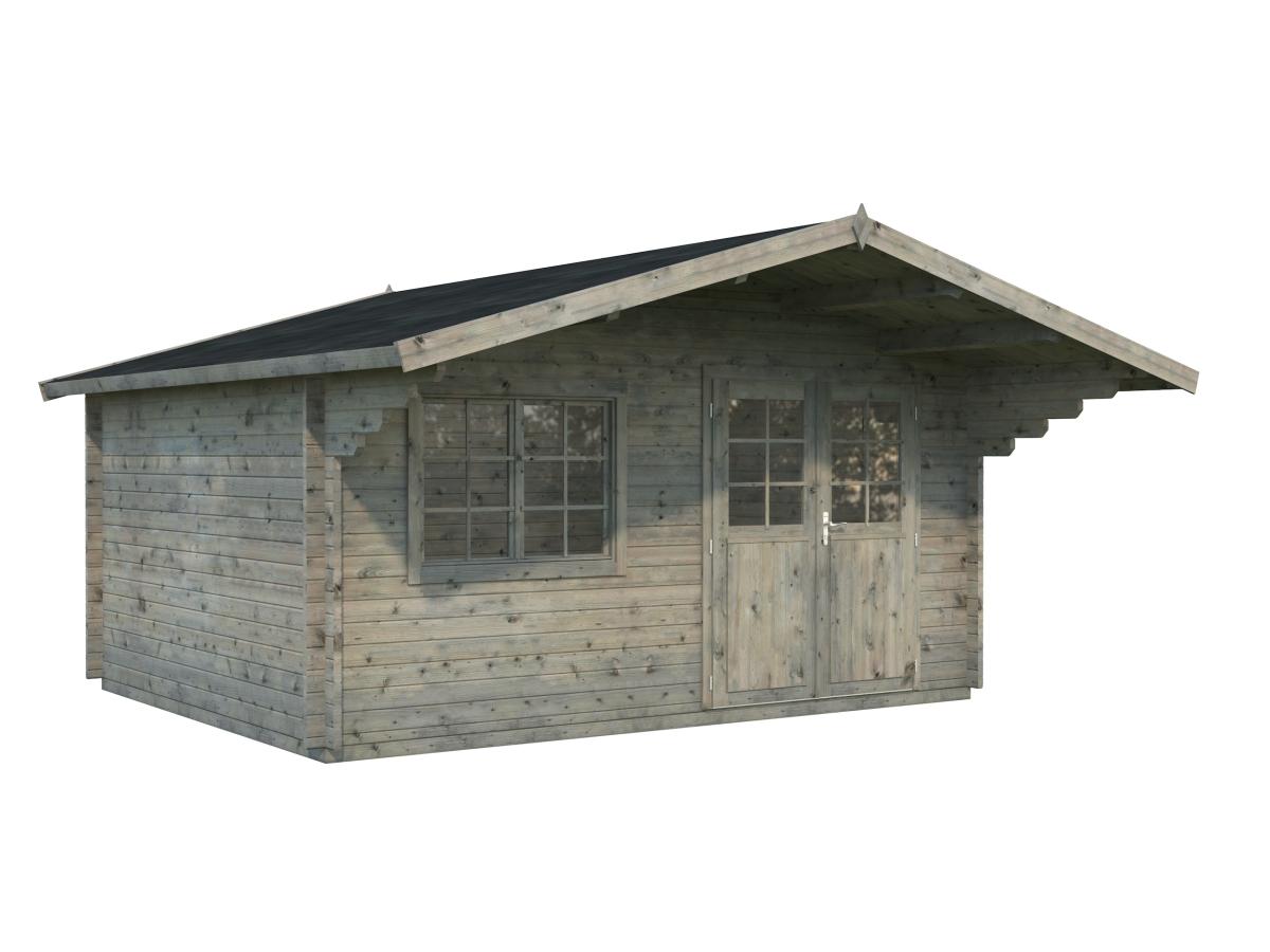 Palmako | Sally L (15'5" x 12'6" | 166.8 sq.ft. | 1.7") Nordic Garden Log Cabin with Overhang Roof