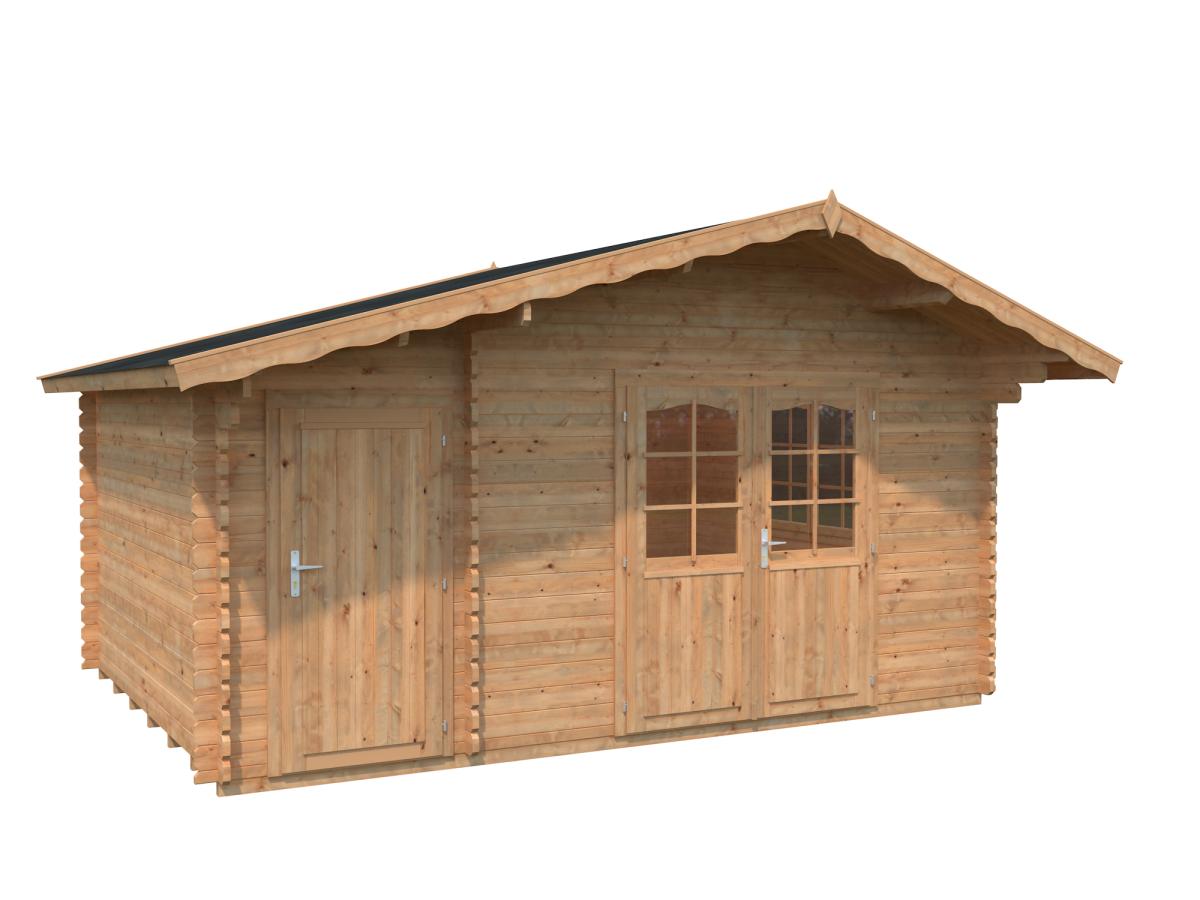 Palmako | Emma XL (15'5" x 11'6" | 154 sq.ft. | 1.3") Alpine Garden Cabin with Side Storage Shed