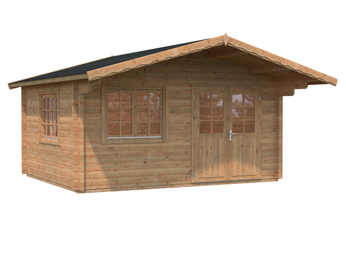 Palmako | Helena S (15'5" x 12'6" | 162.5 sq.ft. | 2.8") Double Glazed Heavy Duty Garden Log Cabin with Roof Overhang