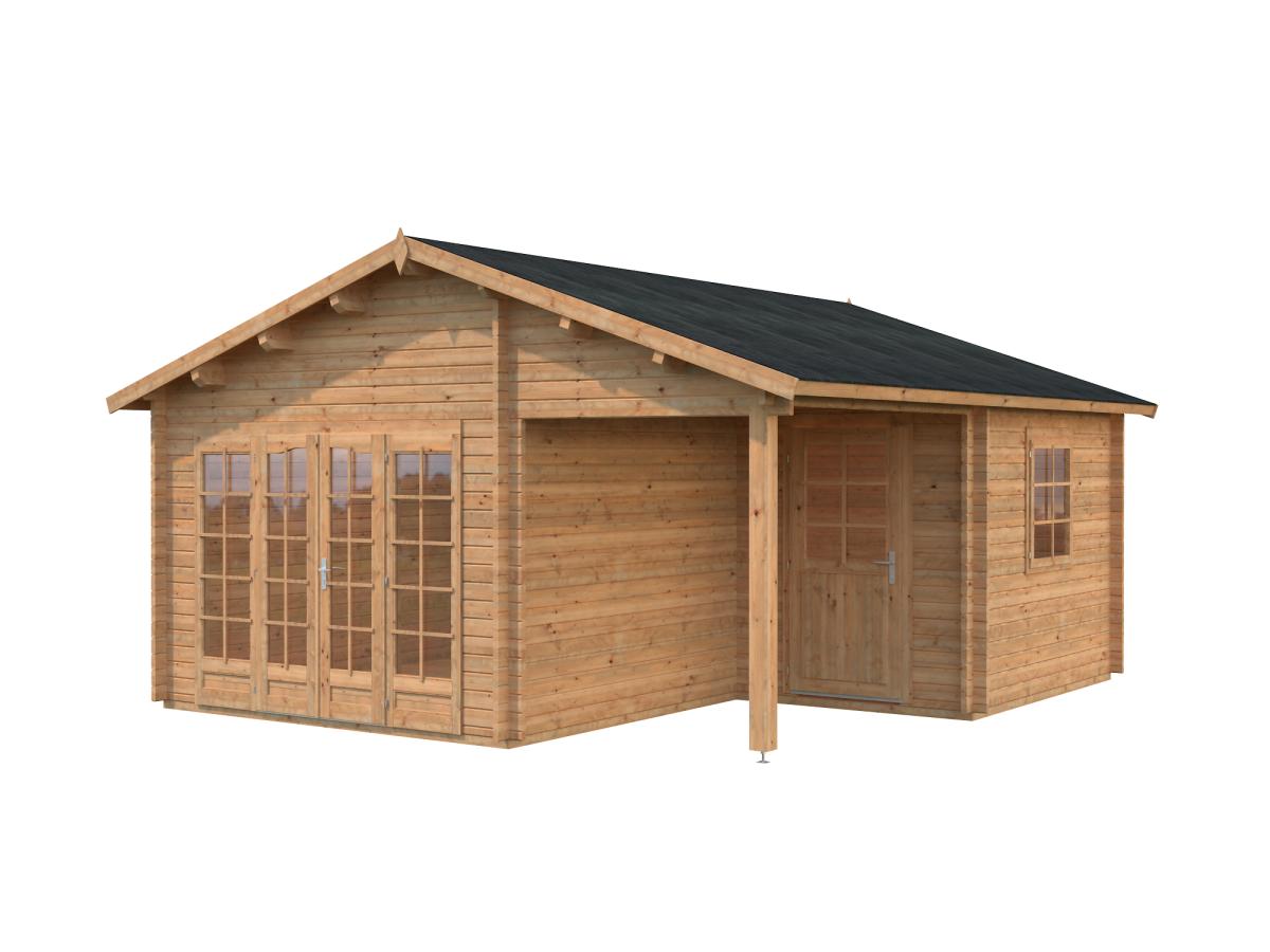 Palmako | Irene XL (17'5" x 18'8" | 235.7 sq.ft. | 1.7") Summer House Log Cabin with Porch