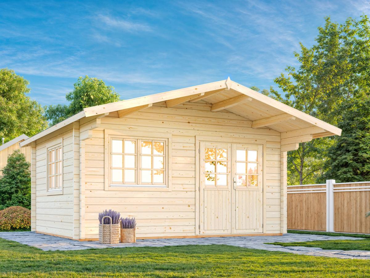 Palmako | Helena S (15'5" x 12'6" | 162.5 sq.ft. | 2.8") Double Glazed Heavy Duty Garden Log Cabin with Roof Overhang
