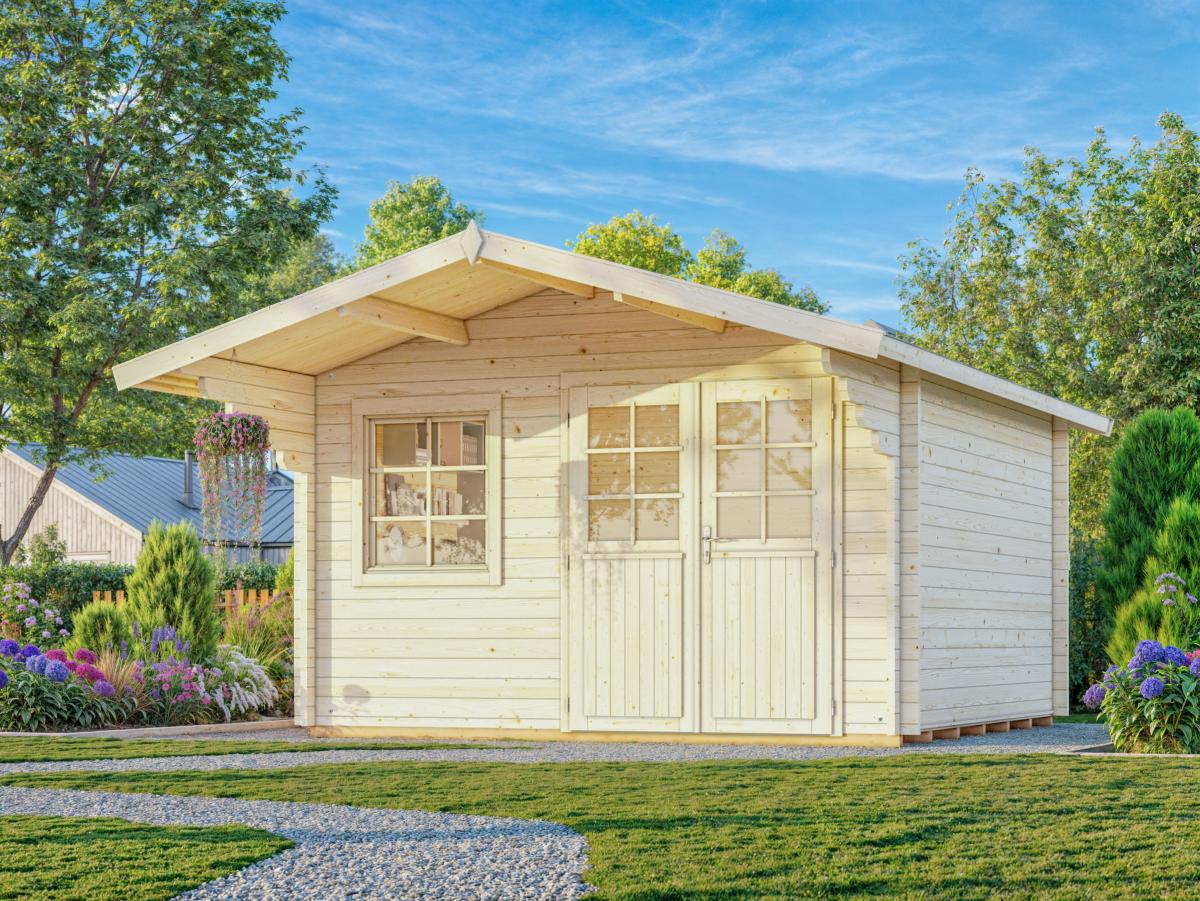 Palmako | Sally M (12'6" x 12'6" | 132.4 sq.ft. | 1.7") Scandinavian Style Classic Log cabin With Overhang Roof