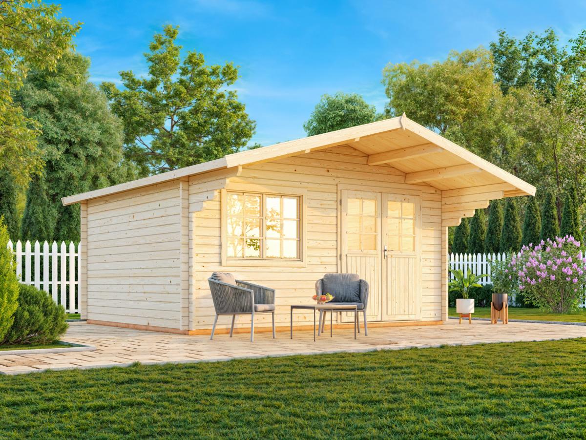 Palmako | Sally L (15'5" x 12'6" | 166.8 sq.ft. | 1.7") Nordic Garden Log Cabin with Overhang Roof