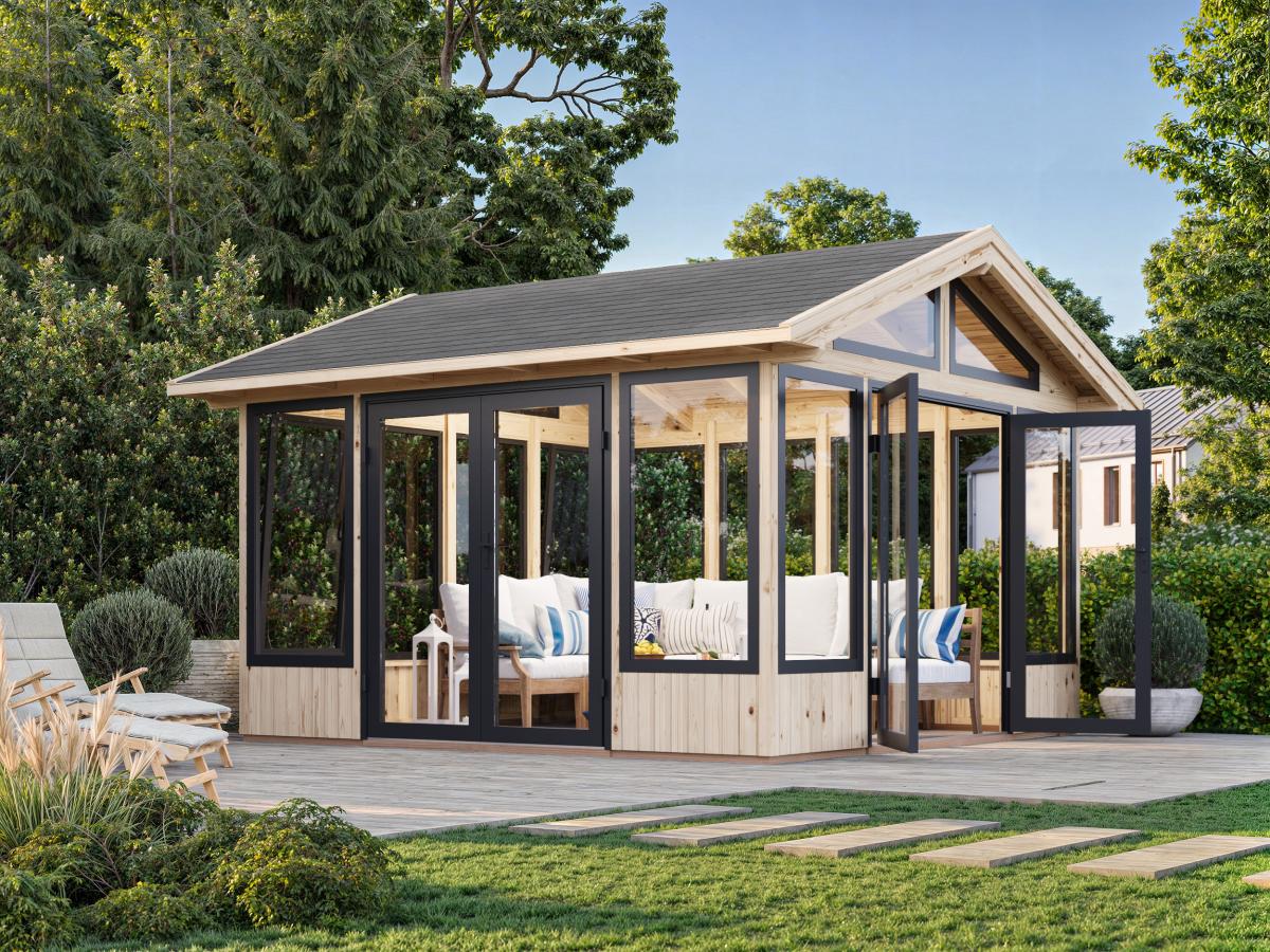 Palmako | Isabella M (13'2" x 13'2" | 158.2 sq.ft. | 3.5") Modern Glass Pavilion with Aluminium Frames