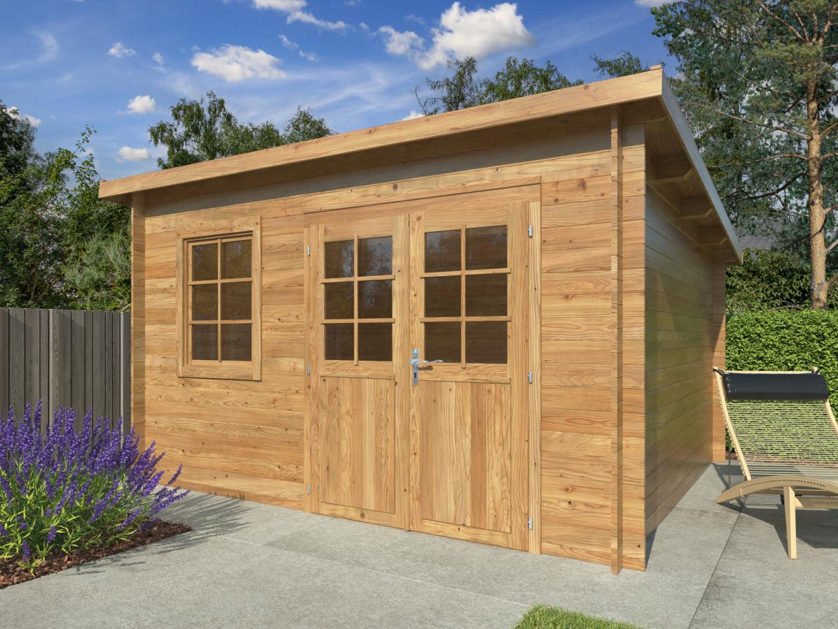 Palmako | Alice L (12'6" x 11'1" | 118.4 sq.ft. | 1.1") Large Pressure Treated Garden Shed with Double Doors