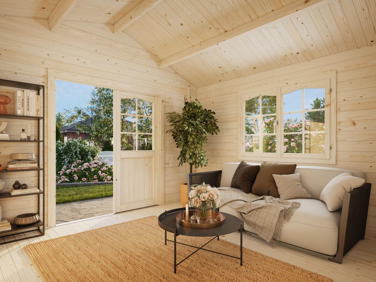 Palmako | Emma XL (15'5" x 11'6" | 154 sq.ft. | 1.3") Alpine Garden Cabin with Side Storage Shed