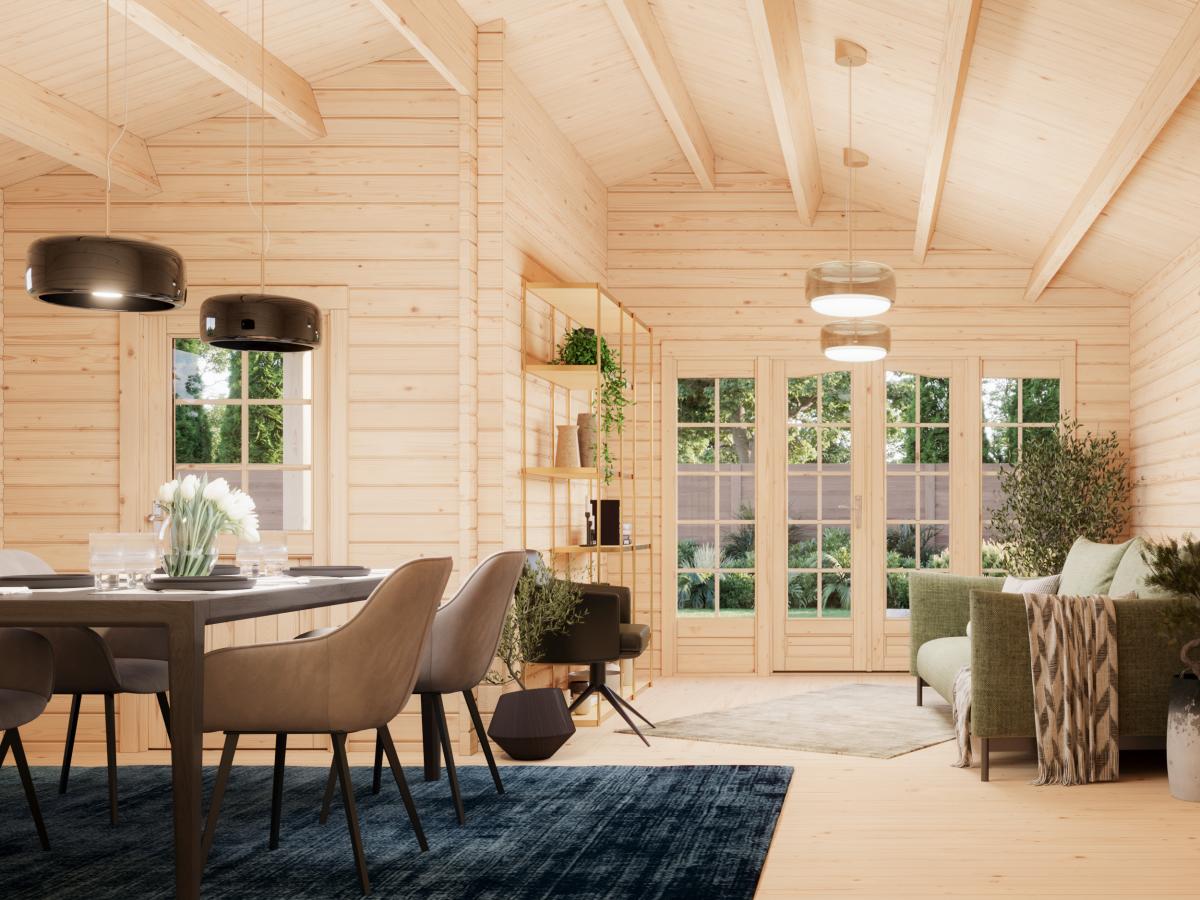 Palmako | Irene XL (17'5" x 18'8" | 235.7 sq.ft. | 1.7") Summer House Log Cabin with Porch