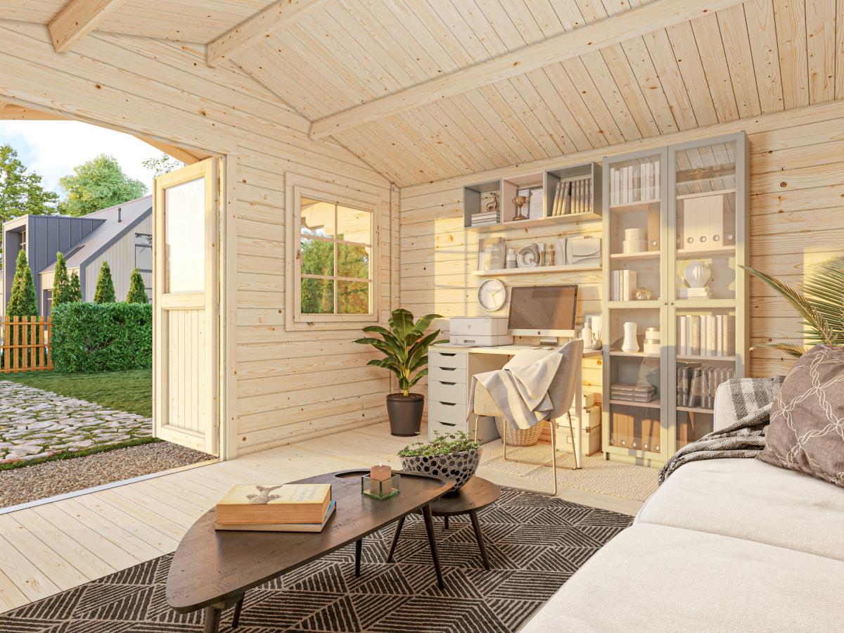 Palmako | Sally M (12'6" x 12'6" | 132.4 sq.ft. | 1.7") Scandinavian Style Classic Log cabin With Overhang Roof