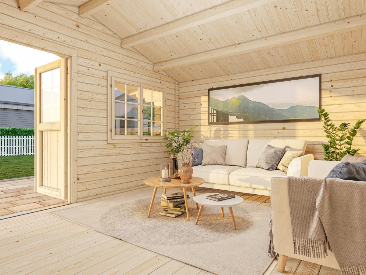 Palmako | Sally L (15'5" x 12'6" | 166.8 sq.ft. | 1.7") Nordic Garden Log Cabin with Overhang Roof