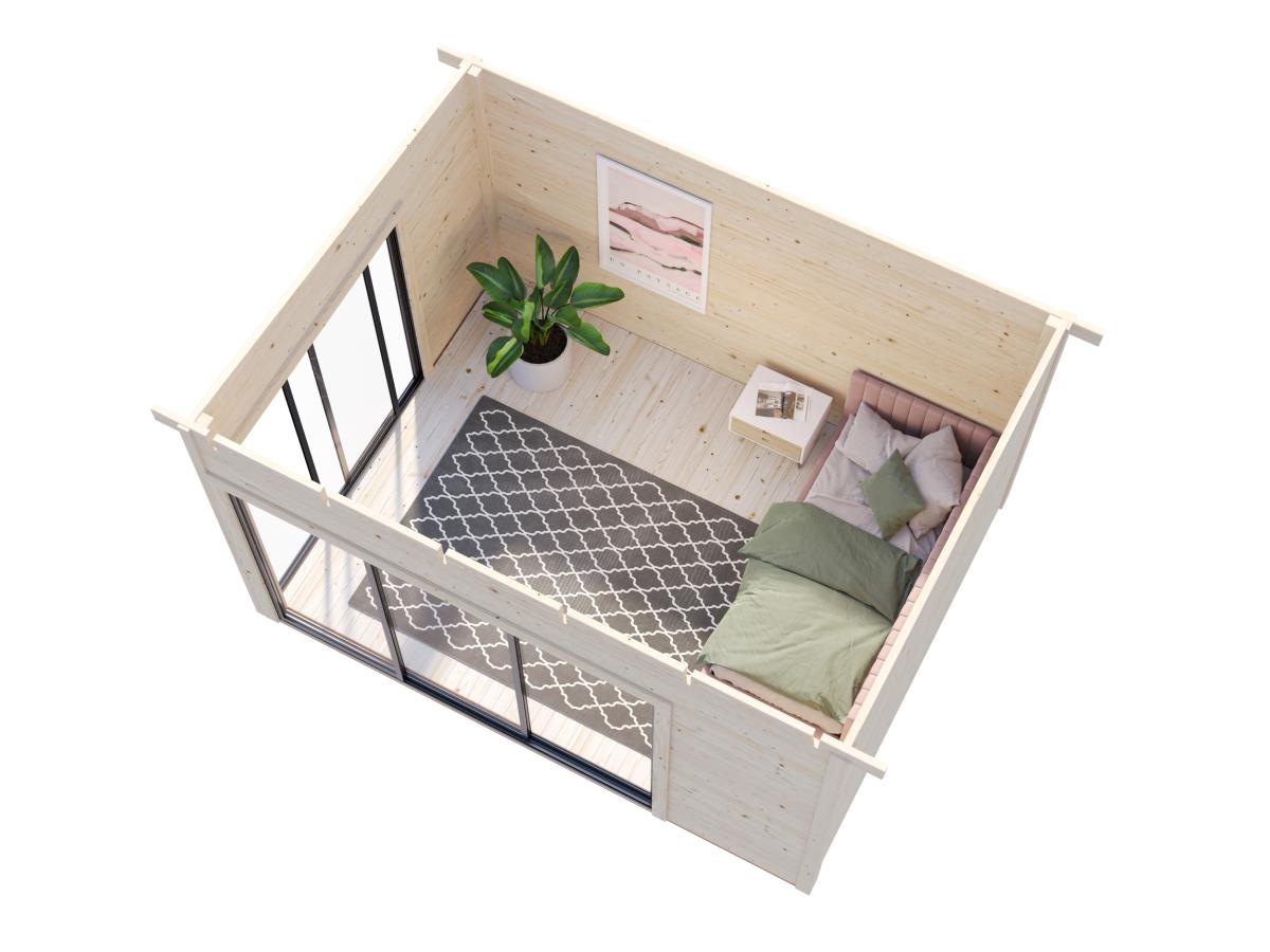 Palmako | Andrea S (12'10" x 9'10" | 120.6 sq.ft. | 1.7") Modern Corner Summer House With Sliding Doors