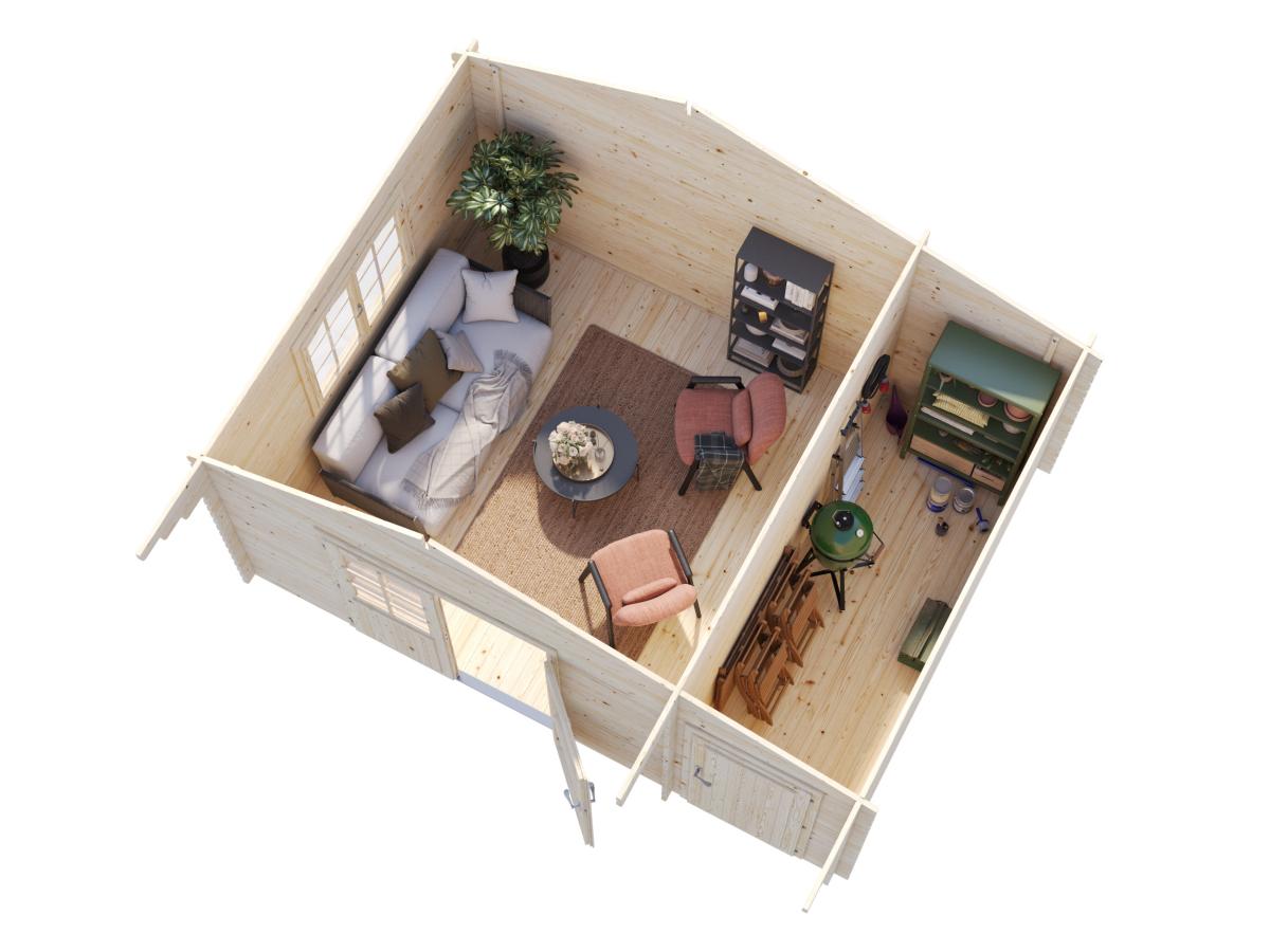 Palmako | Emma XL (15'5" x 11'6" | 154 sq.ft. | 1.3") Alpine Garden Cabin with Side Storage Shed