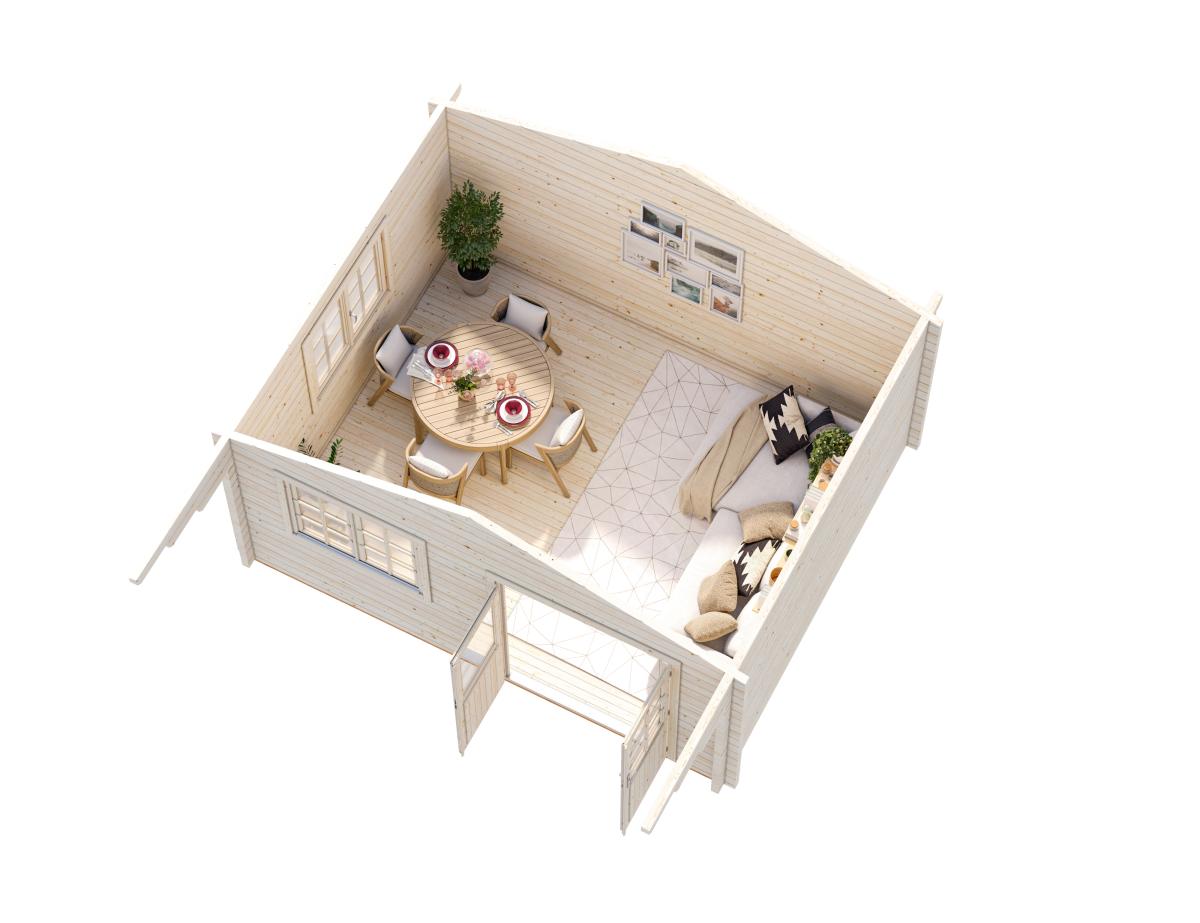 Palmako | Helena S (15'5" x 12'6" | 162.5 sq.ft. | 2.8") Double Glazed Heavy Duty Garden Log Cabin with Roof Overhang