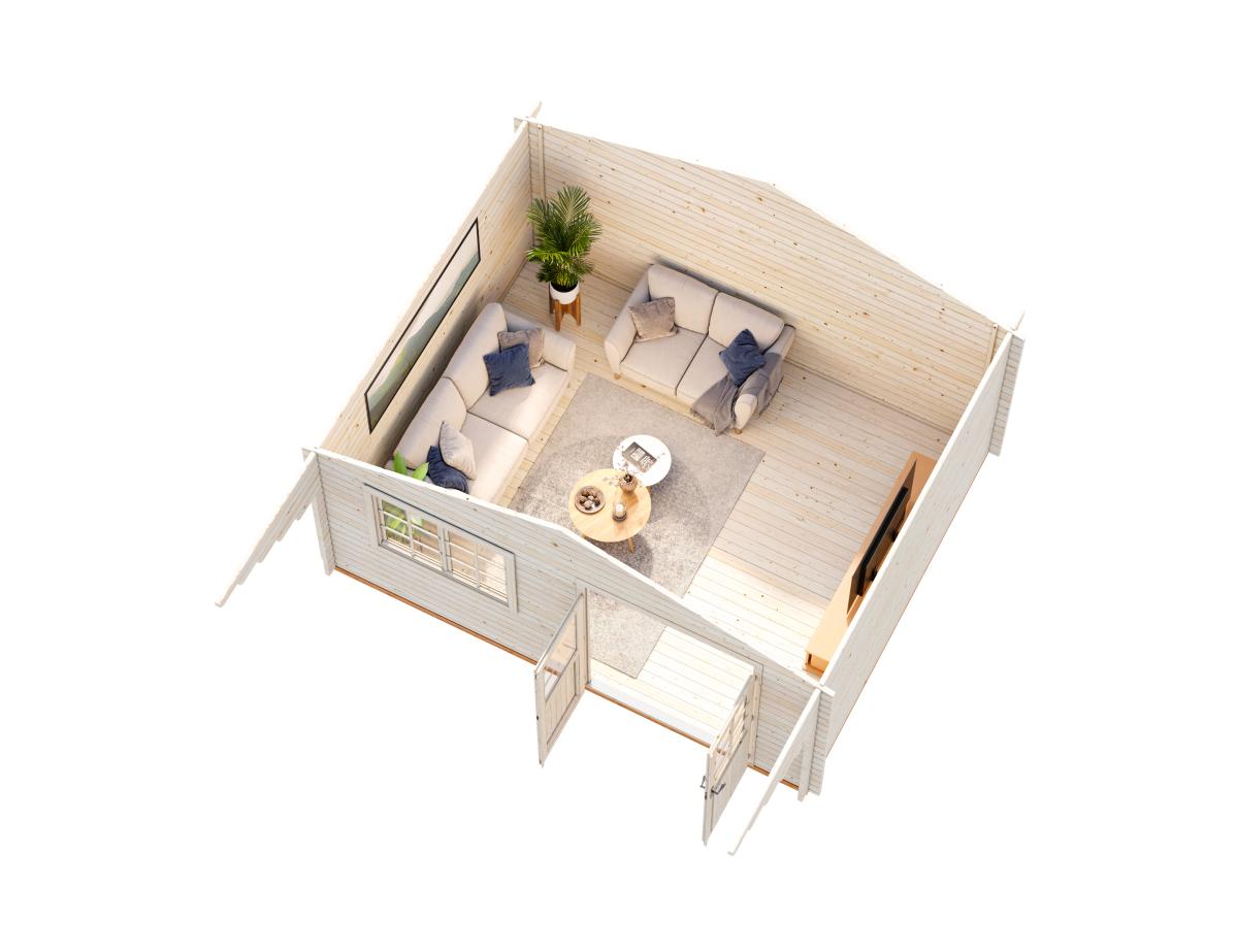 Palmako | Sally L (15'5" x 12'6" | 166.8 sq.ft. | 1.7") Nordic Garden Log Cabin with Overhang Roof