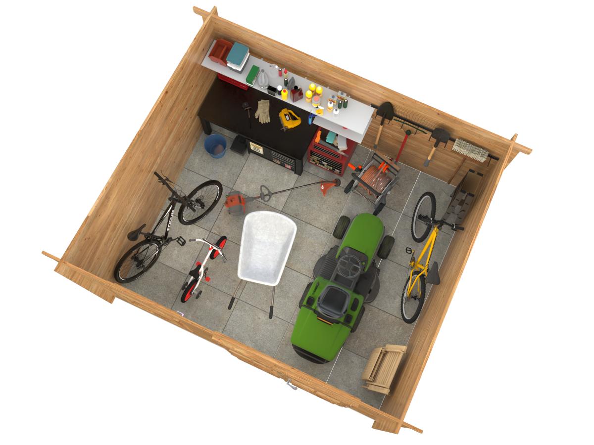 Palmako | Alice L (12'6" x 11'1" | 118.4 sq.ft. | 1.1") Large Pressure Treated Garden Shed with Double Doors