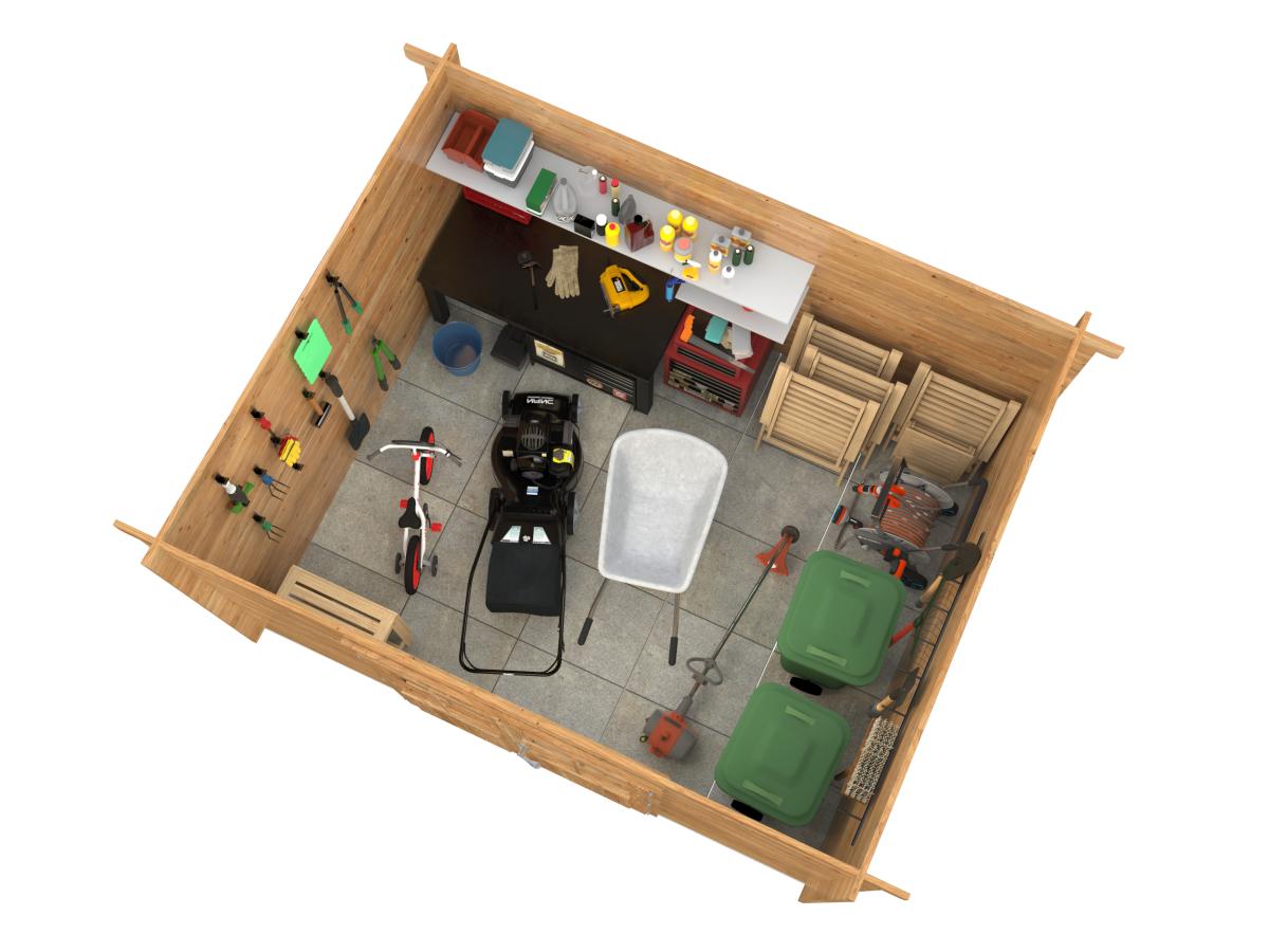 Palmako | Alice M (11'9" x 9'9" | 96.9 sq.ft. | 1.1") Pressure Treated Garden Shed with Double Doors