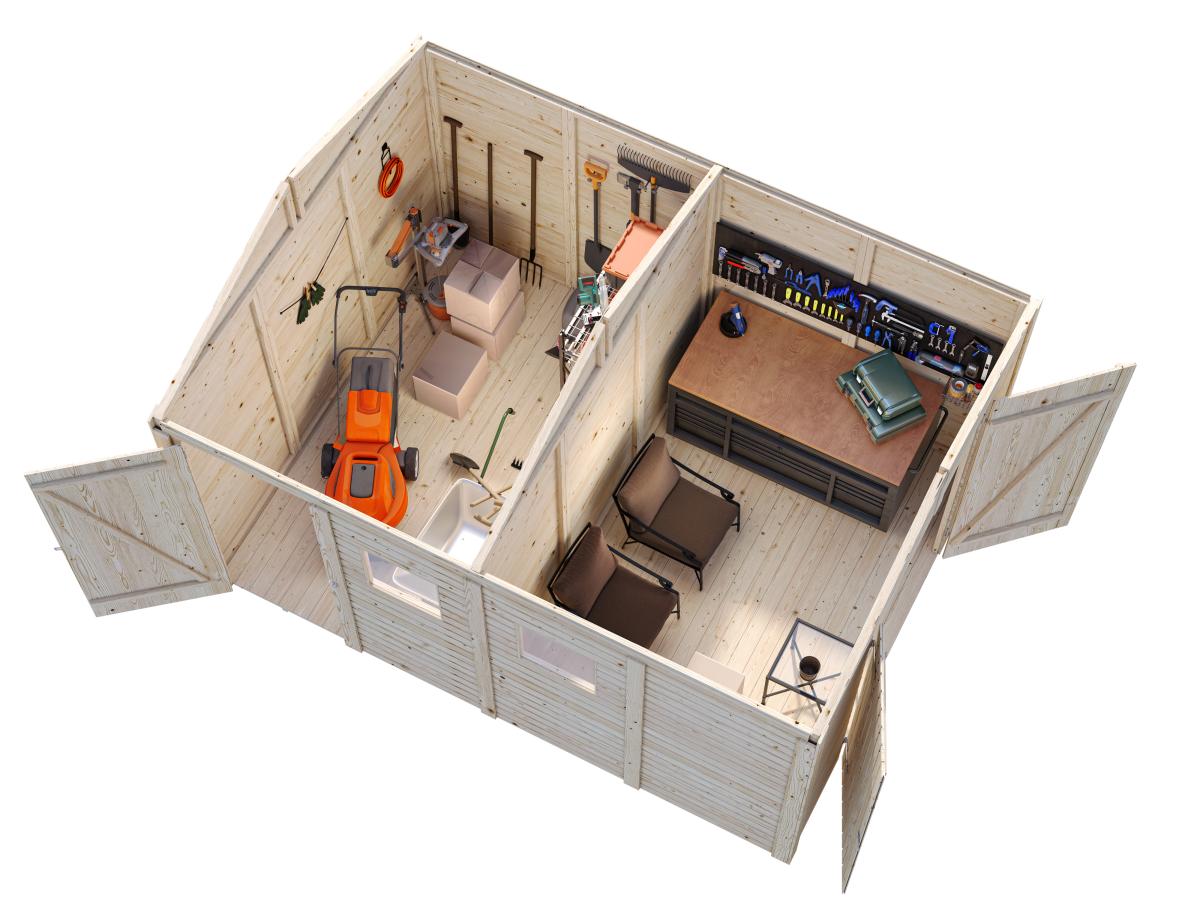 Palmako | Dan M (8'11" x 12'2" | 106.6 sq.ft.) Two Room Storage Shed