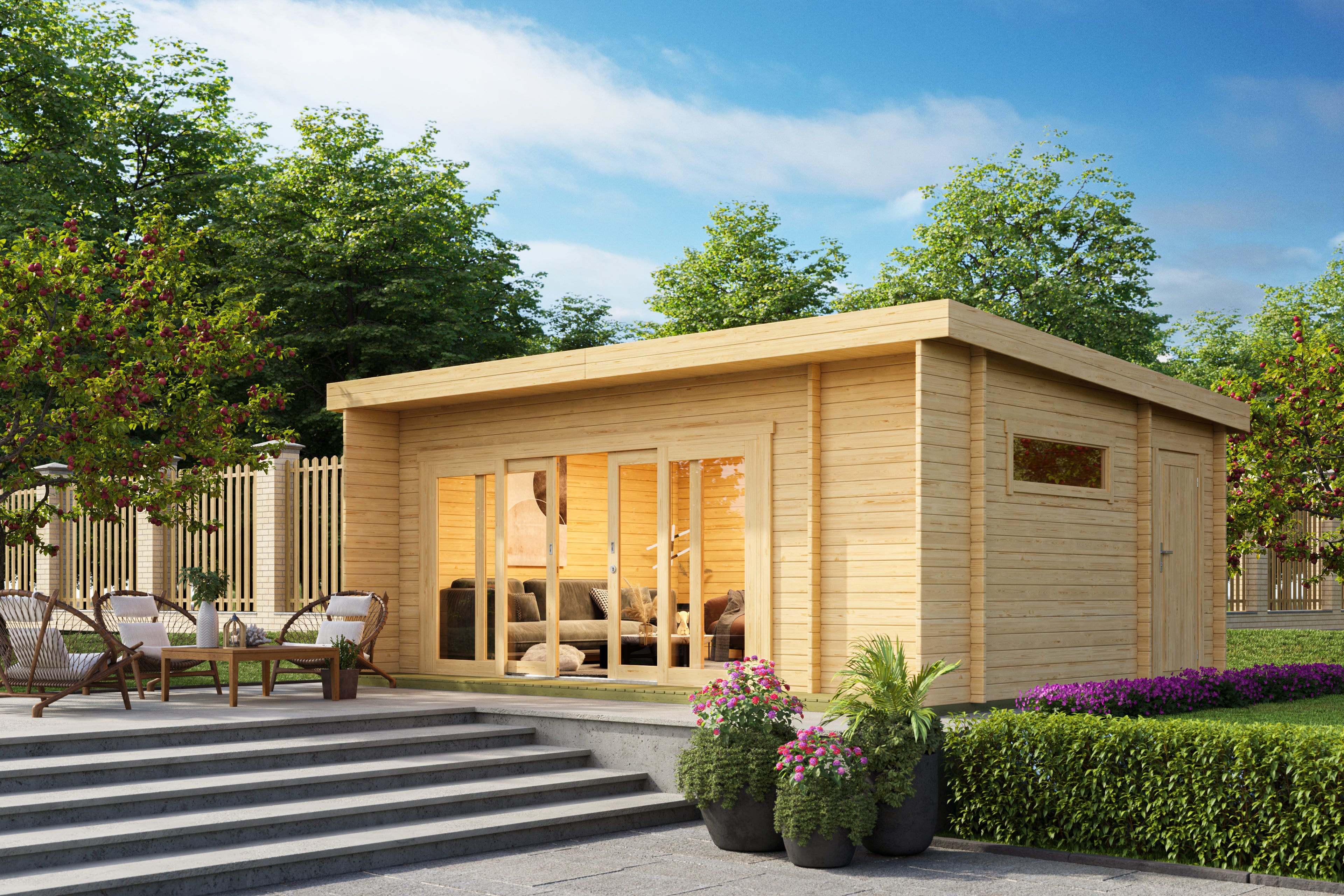 Lasita Maja | Java (19'11" x 12'9" | 246 sq.ft.) Modern Garden Cabin With Premium Glazing & Dual-Access Storage