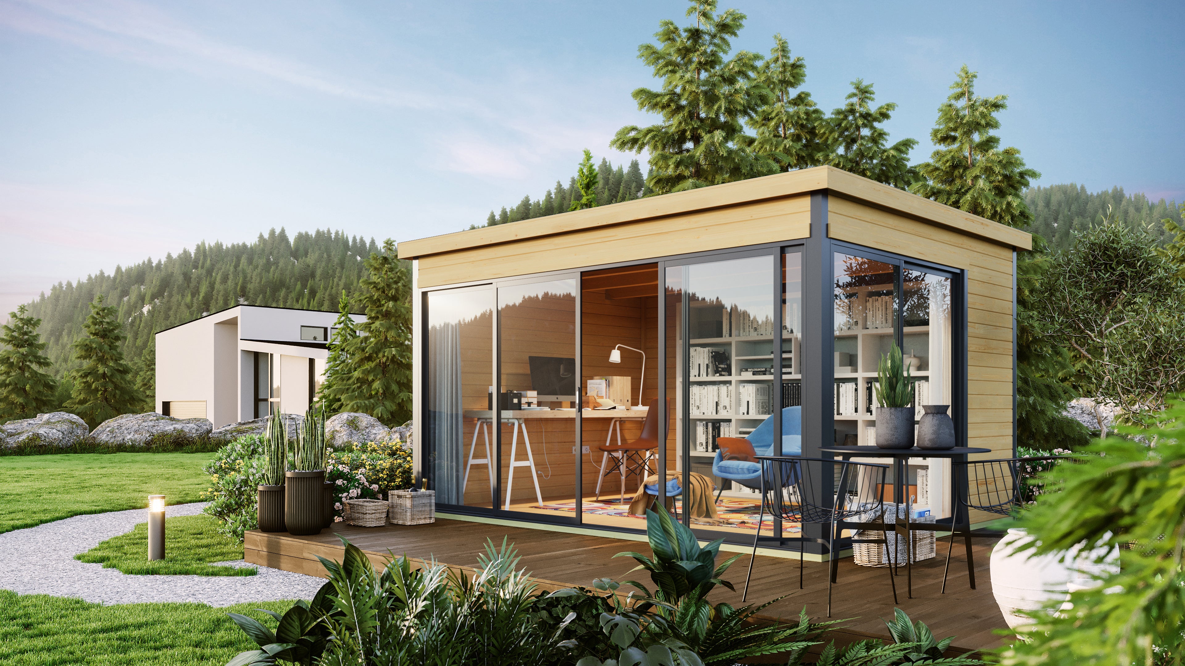 Lasita Maja | Domeo 4 (13'9" x 10'7" | 138 sq.ft.) Modern Cabin With Large Window Facade