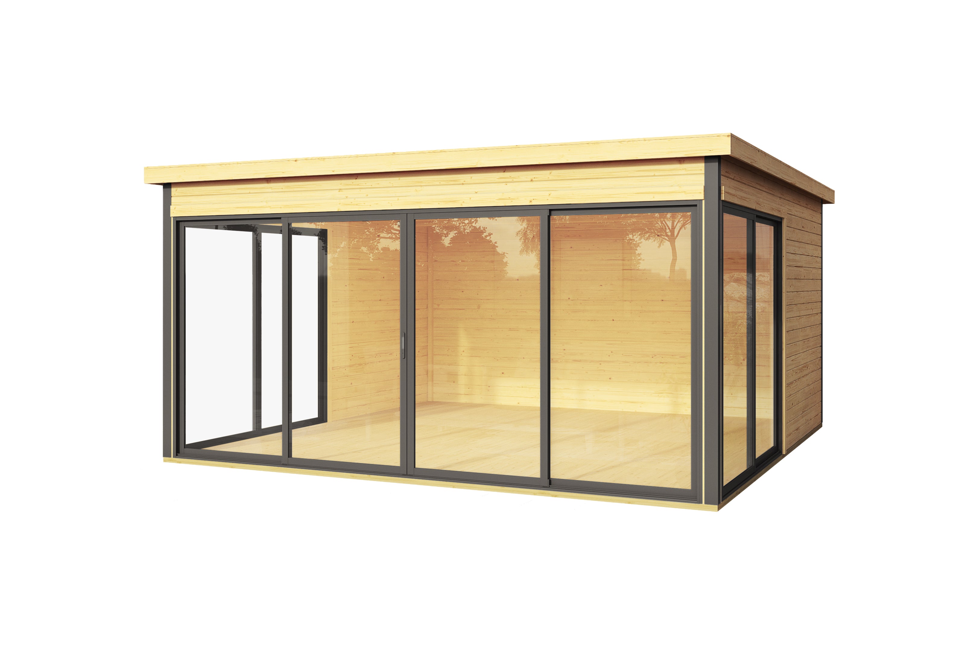 Lasita Maja | Domeo 5 (13'9" x 13'9" | 180 sq.ft.) Modern Cabin With Large Glass Panels On Three Sides