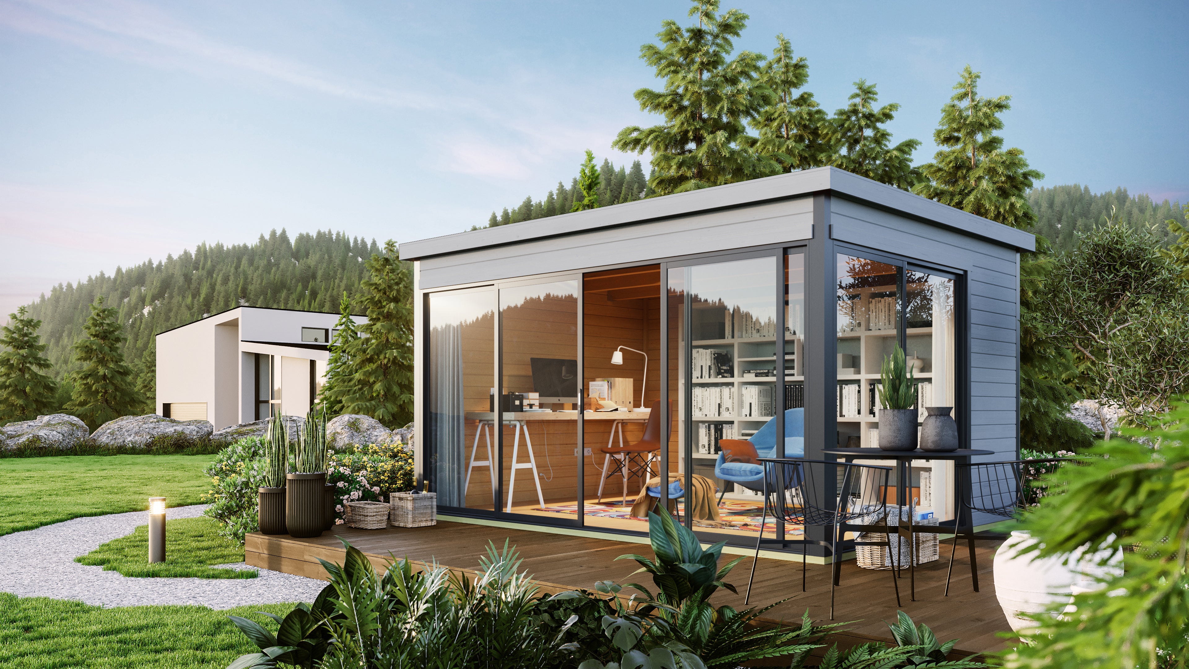 Lasita Maja | Domeo 4 (13'9" x 10'7" | 138 sq.ft.) Modern Cabin With Large Window Facade