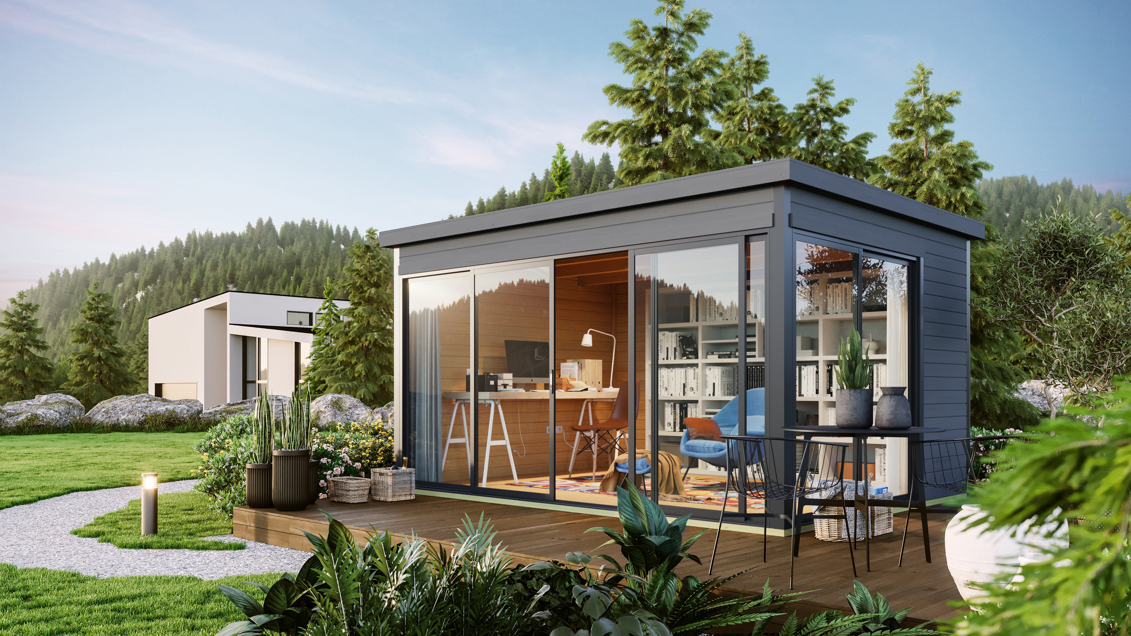 Lasita Maja | Domeo 4 (13'9" x 10'7" | 138 sq.ft.) Modern Cabin With Large Window Facade