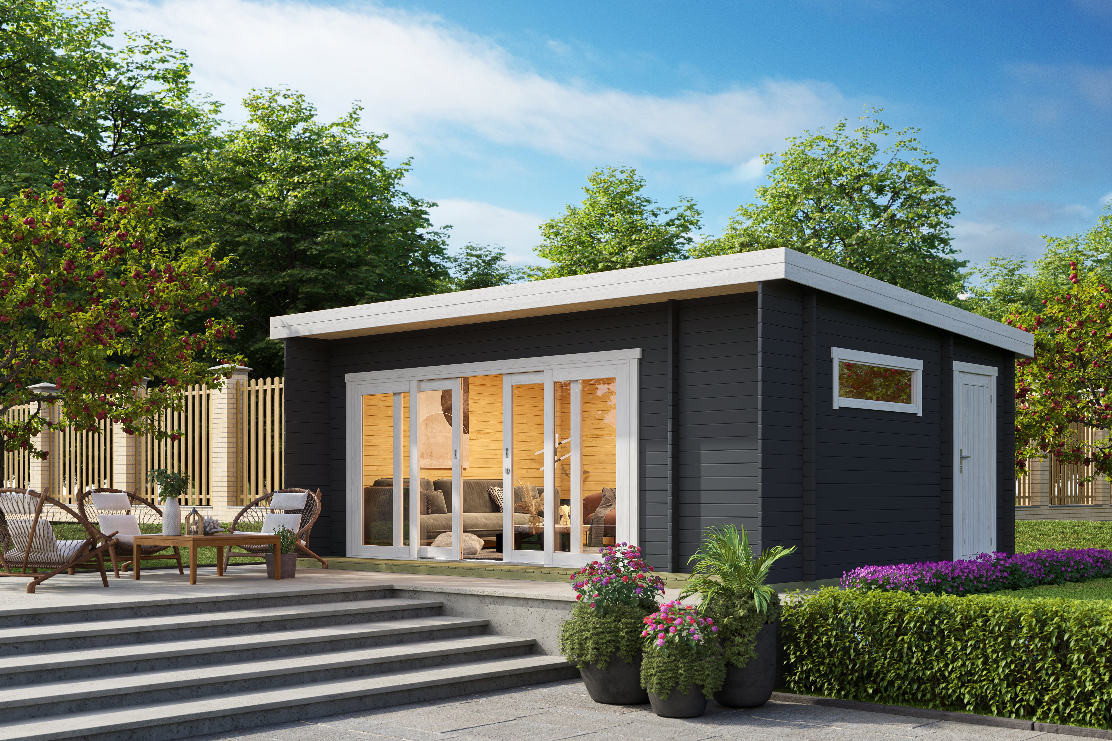 Lasita Maja | Java (19'11" x 12'9" | 246 sq.ft.) Modern Garden Cabin With Premium Glazing & Dual-Access Storage