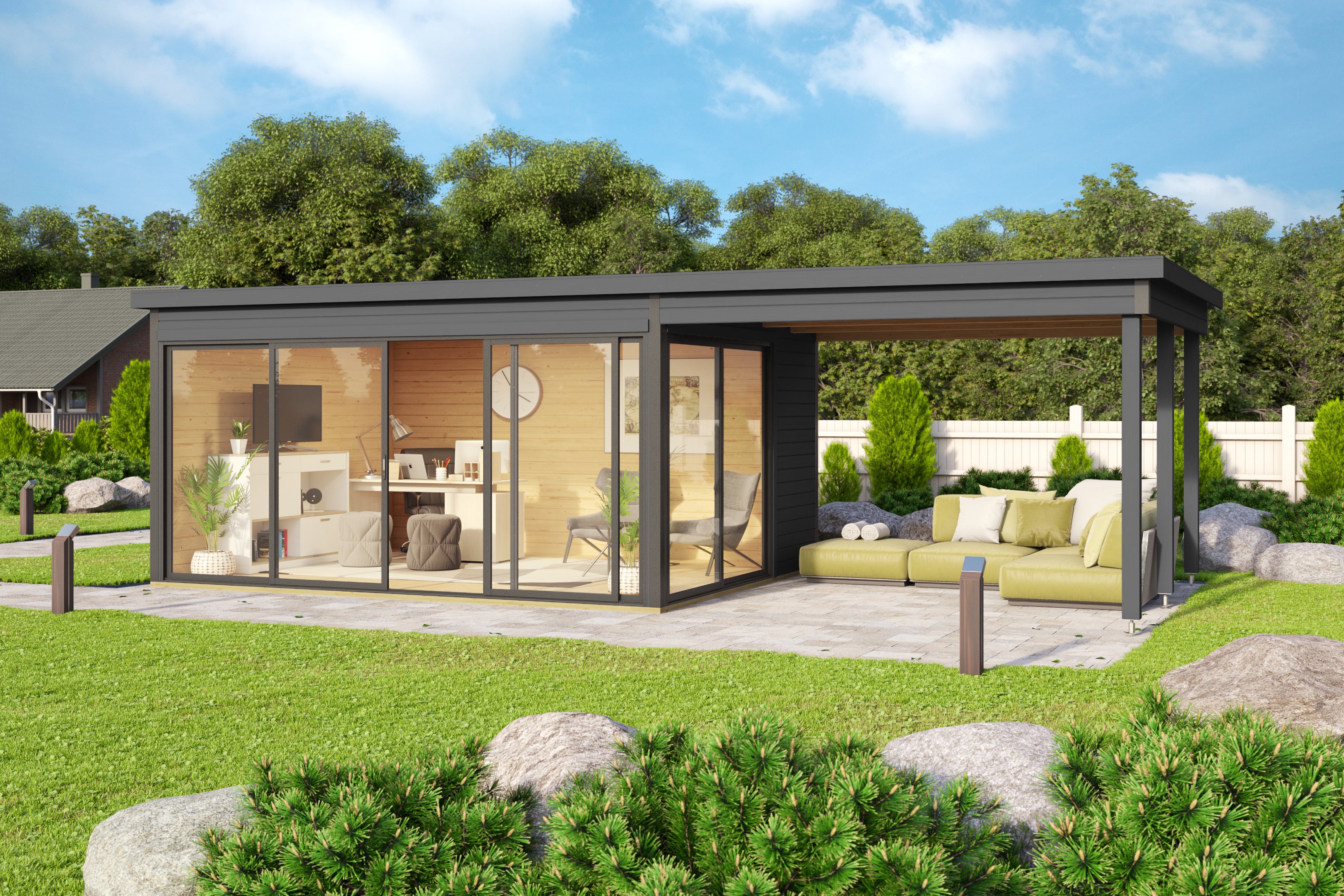 Lasita Maja | Domeo 4 (13'9" x 10'7" | 138 sq.ft.) Modern Cabin With Large Window Facade