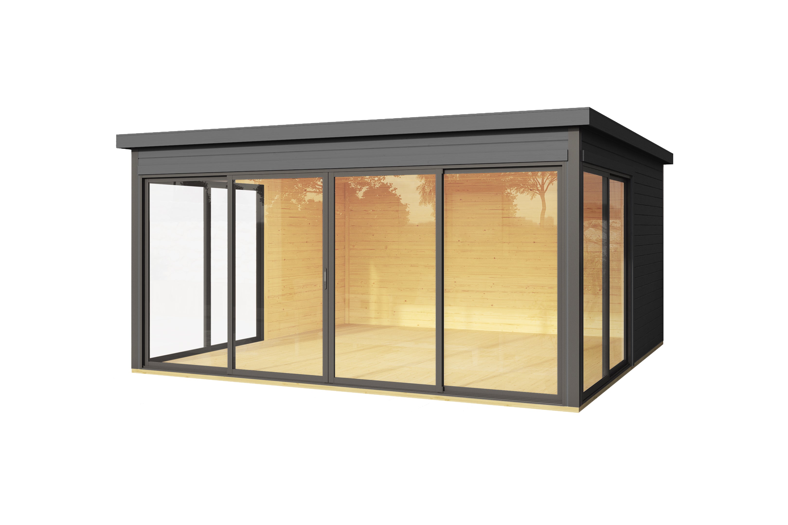 Lasita Maja | Domeo 5 (13'9" x 13'9" | 180 sq.ft.) Modern Cabin With Large Glass Panels On Three Sides