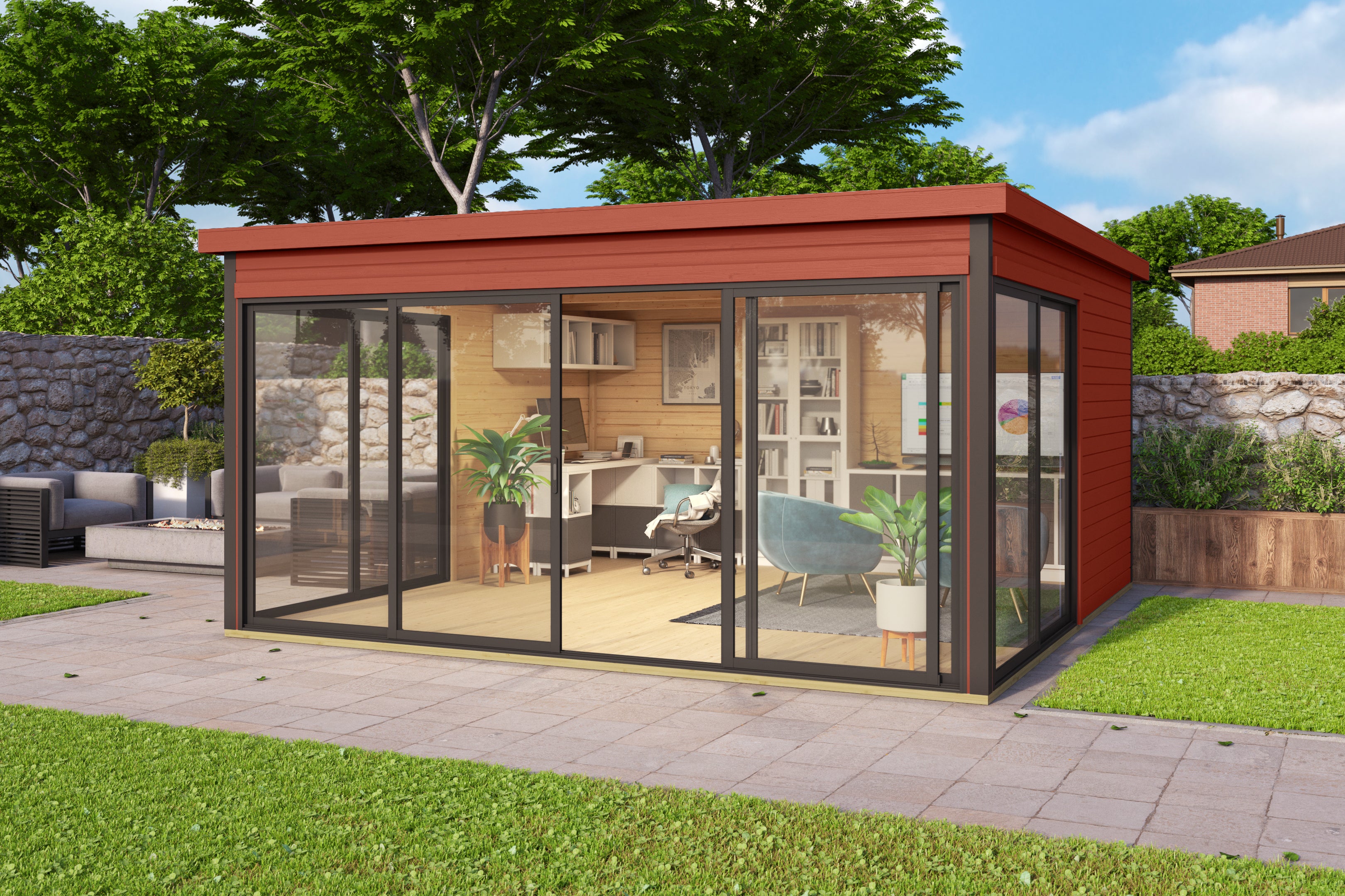 Lasita Maja | Domeo 5 (13'9" x 13'9" | 180 sq.ft.) Modern Cabin With Large Glass Panels On Three Sides