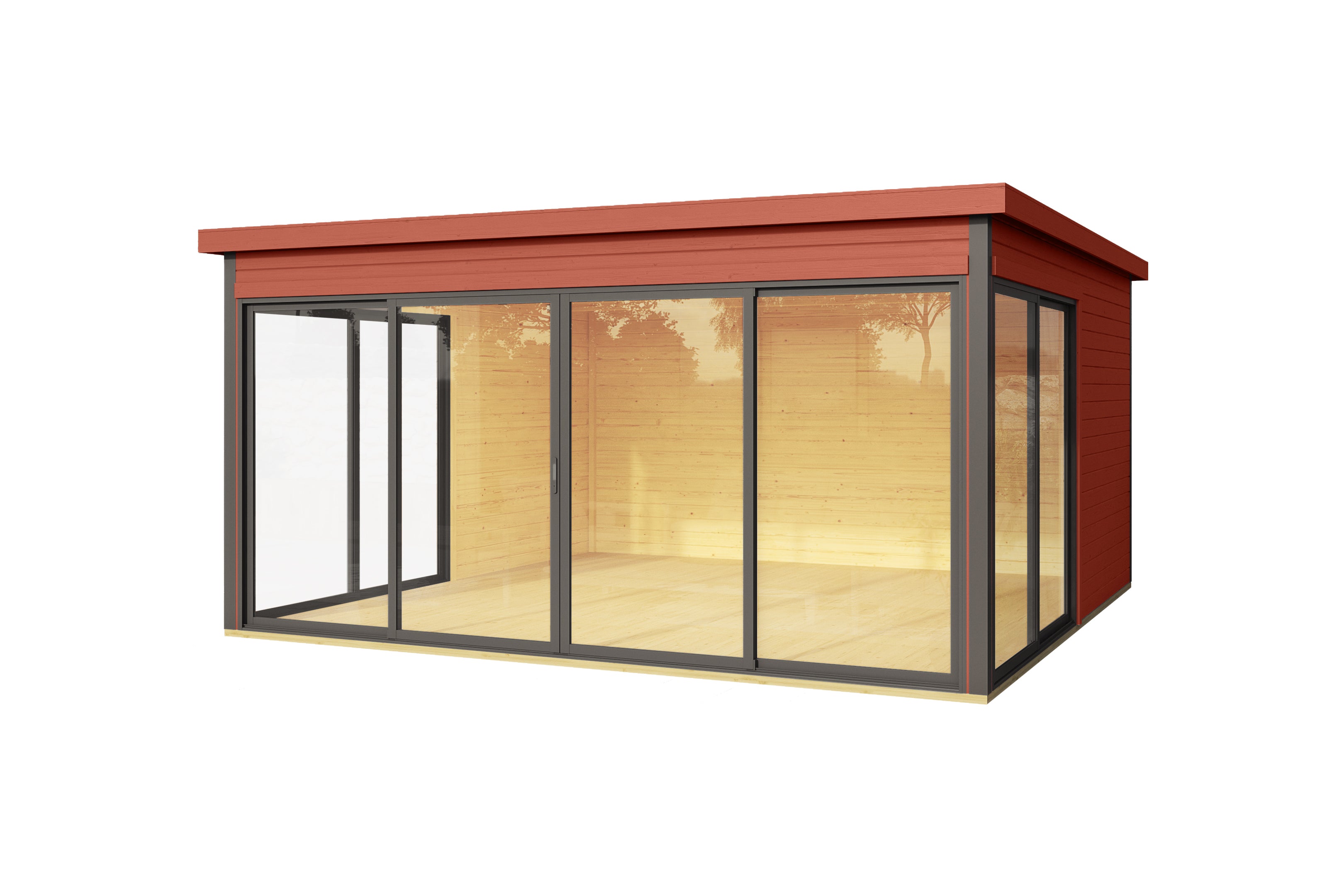 Lasita Maja | Domeo 5 (13'9" x 13'9" | 180 sq.ft.) Modern Cabin With Large Glass Panels On Three Sides