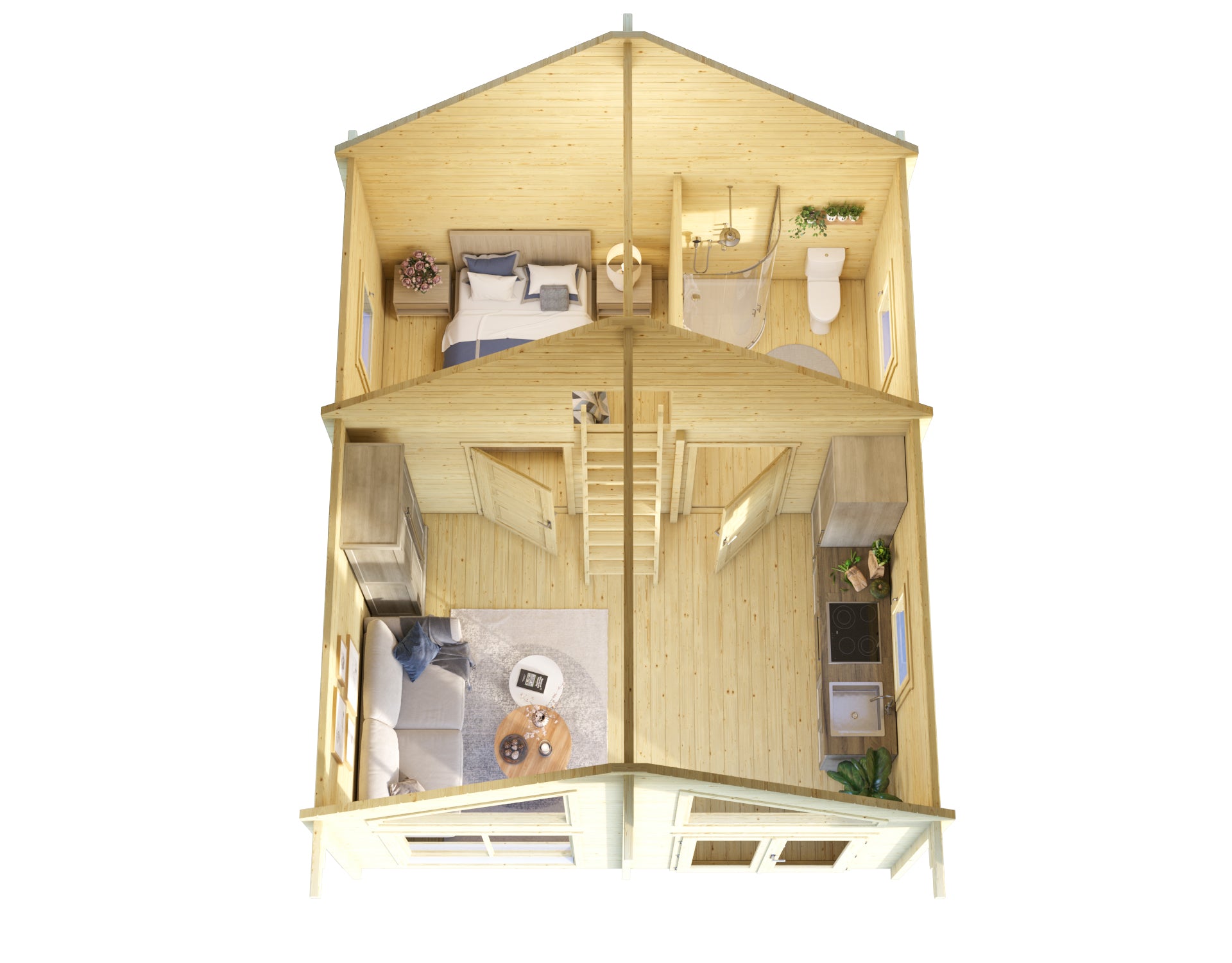 Lasita Maja | Örebro (20'4" D x 17'1" W x 15'3" H | 428.3 sq.ft.) Cabin With Window Front and Loft Space