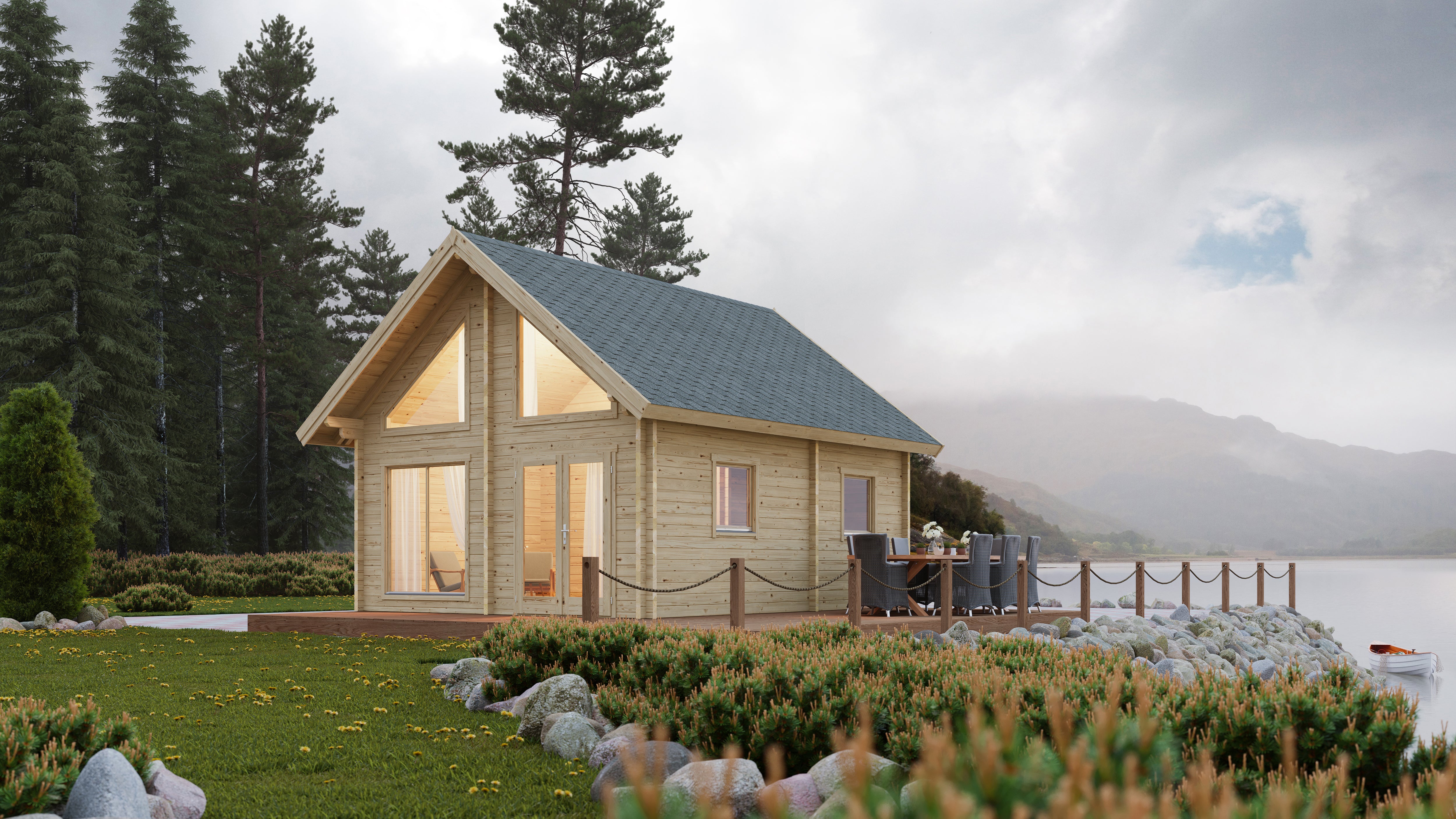 Lasita Maja | Örebro (20'4" D x 17'1" W x 15'3" H | 428.3 sq.ft.) Cabin With Window Front and Loft Space