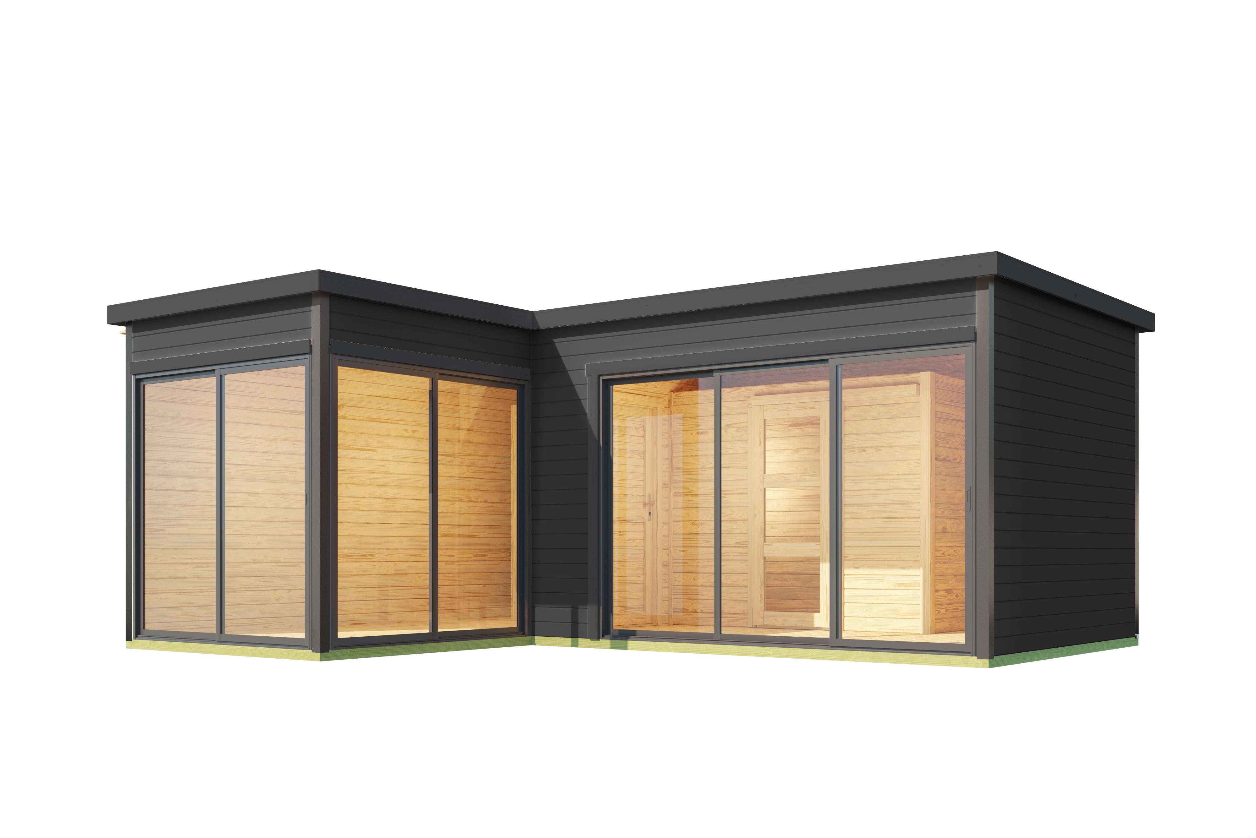 Lasita Maja | Domeo 11 (16'5" x 19'6" | 224 sq.ft.) Modern Cabin With Two Separate Rooms And Large Glass Fronts