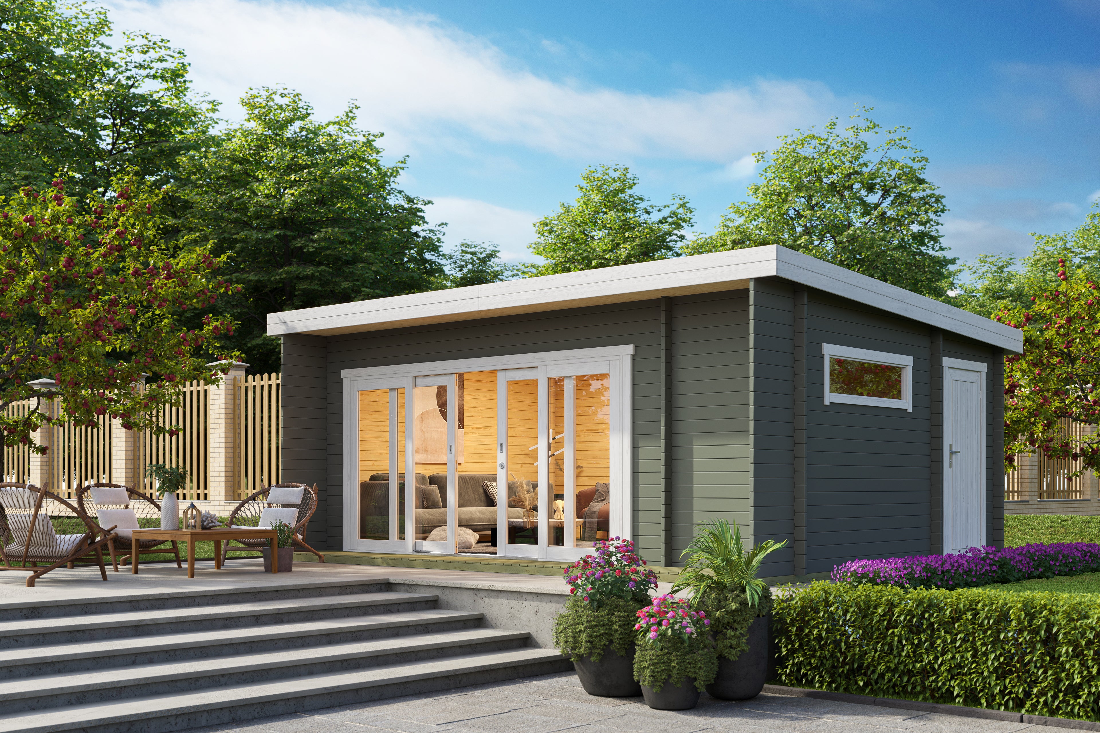 Lasita Maja | Java (19'11" x 12'9" | 246 sq.ft.) Modern Garden Cabin With Premium Glazing & Dual-Access Storage