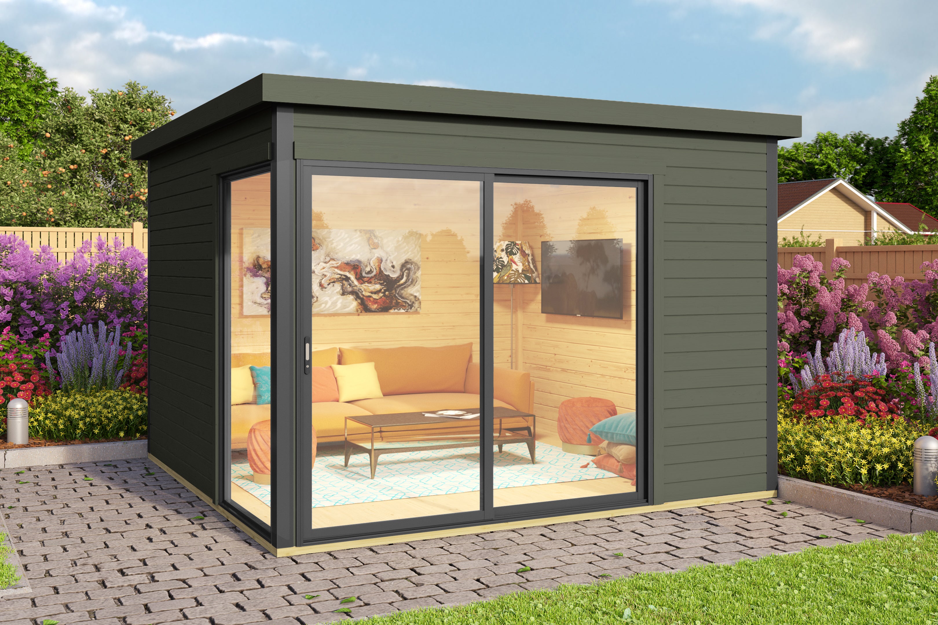 Lasita Maja | Domeo 1 (9'10" x 9'10" | 91 sq.ft.) Modern Cabin With Glass Panels