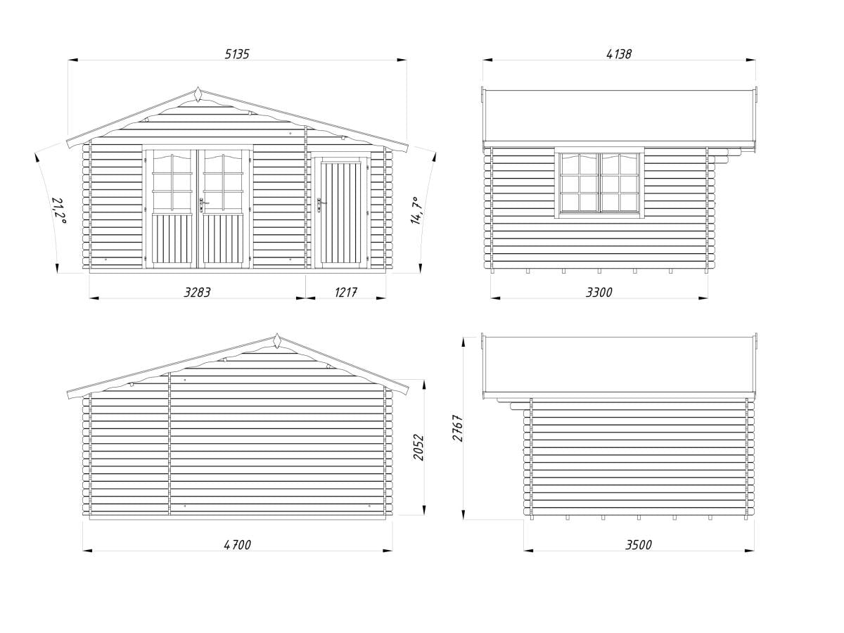 Palmako | Emma XL (15'5" x 11'6" | 154 sq.ft. | 1.3") Alpine Garden Cabin with Side Storage Shed