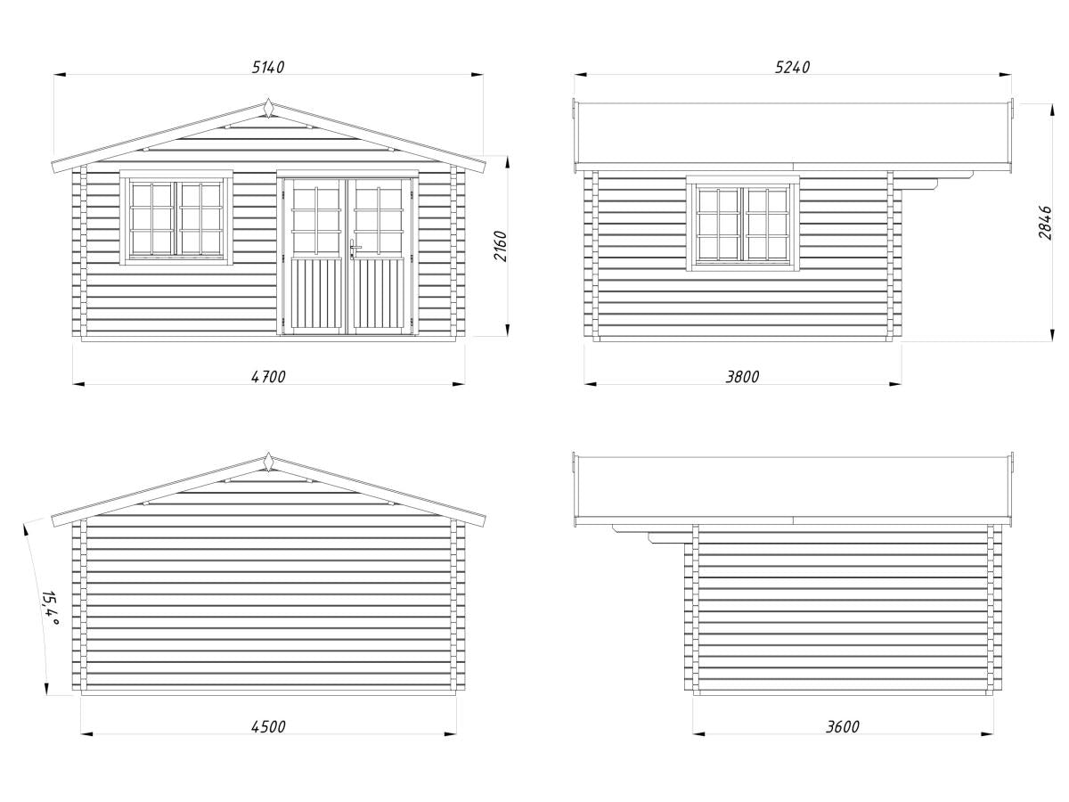 Palmako | Helena S (15'5" x 12'6" | 162.5 sq.ft. | 2.8") Double Glazed Heavy Duty Garden Log Cabin with Roof Overhang