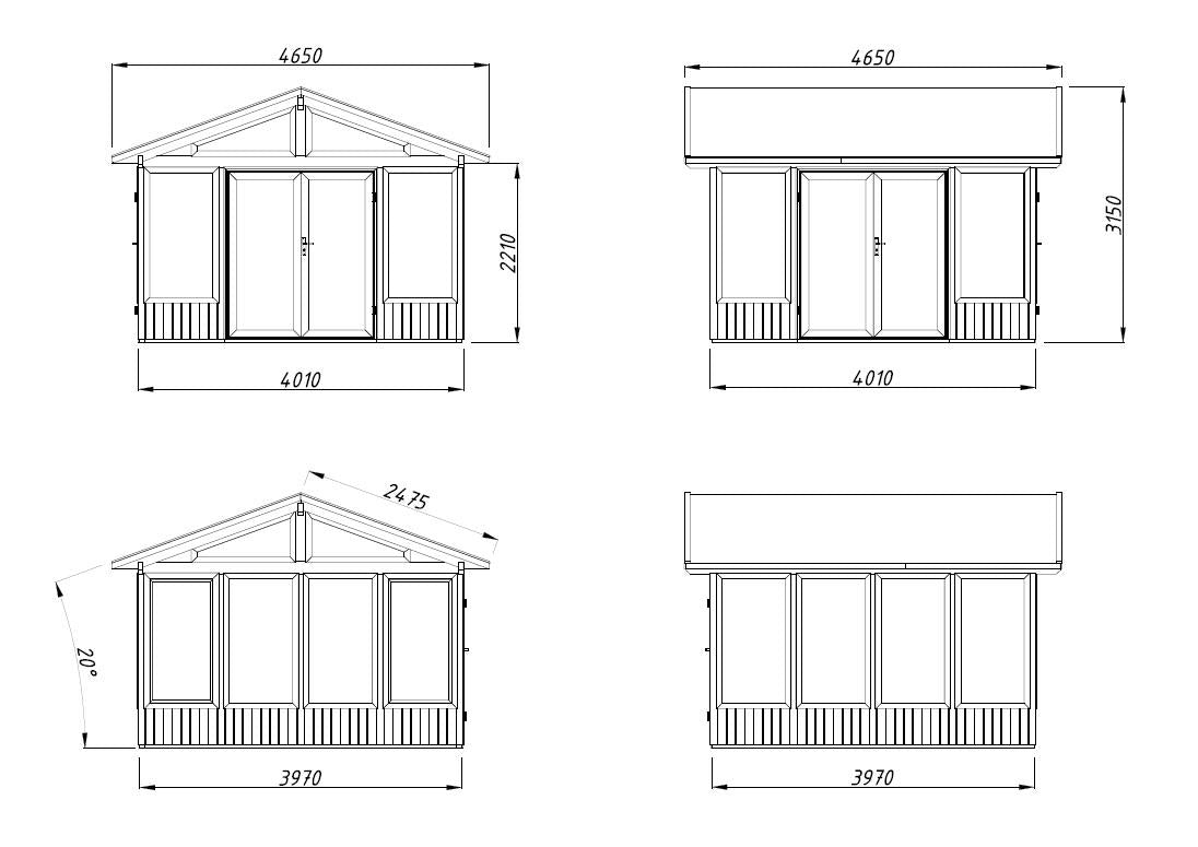 Palmako | Isabella M (13'2" x 13'2" | 158.2 sq.ft. | 3.5") Modern Glass Pavilion with Aluminium Frames