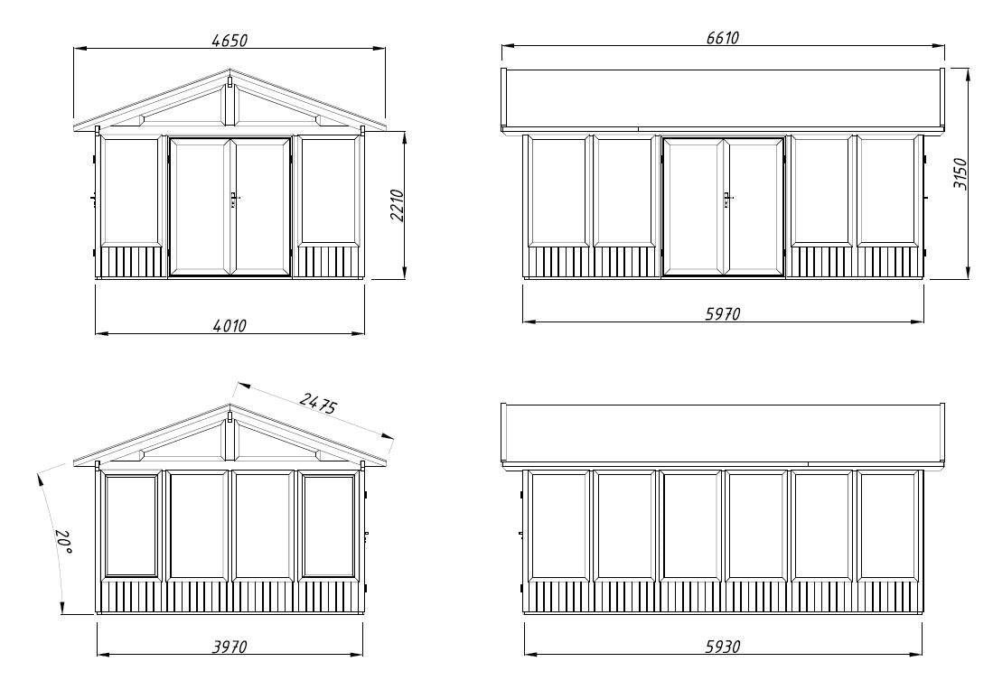 Palmako | Isabella L (13'2" x 19'7" | 239.0 sq.ft. | 3.5") Modern Glass Pavilion with Aluminium Frames