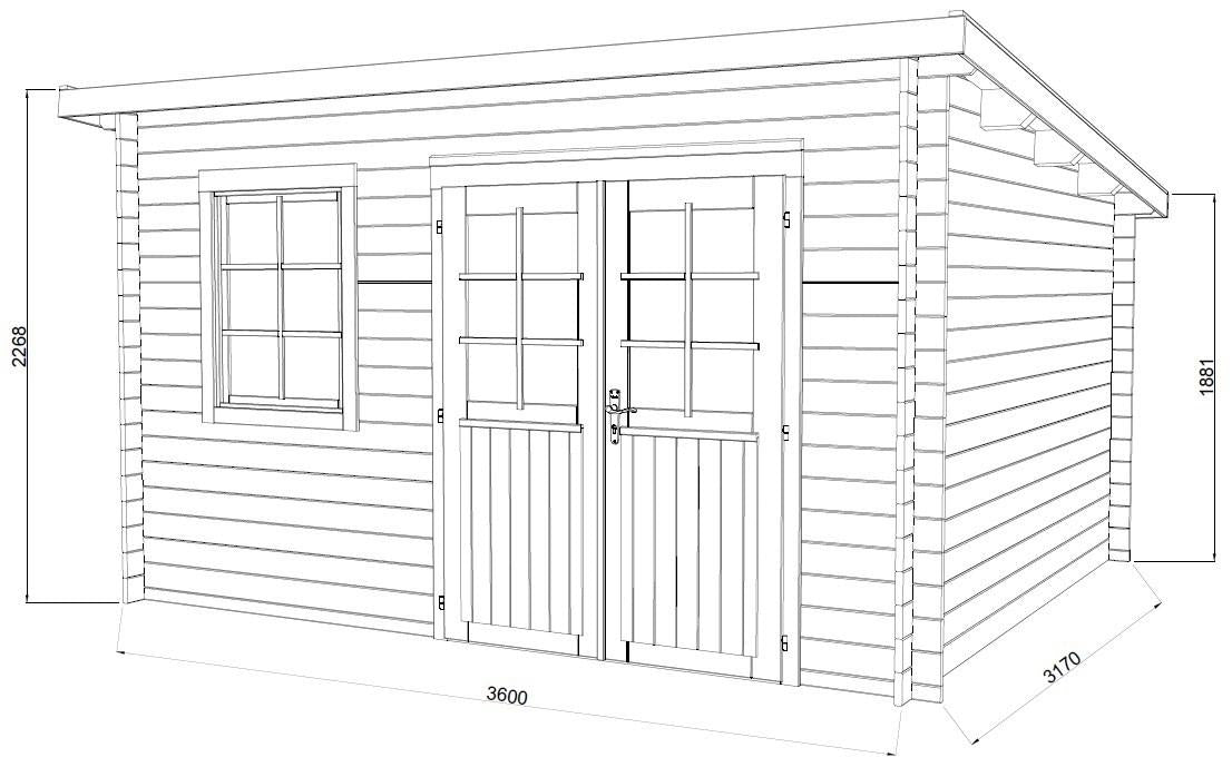 Palmako | Alice L (12'6" x 11'1" | 118.4 sq.ft. | 1.1") Large Pressure Treated Garden Shed with Double Doors