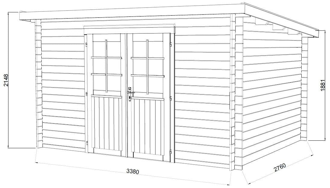 Palmako | Alice M (11'9" x 9'9" | 96.9 sq.ft. | 1.1") Pressure Treated Garden Shed with Double Doors