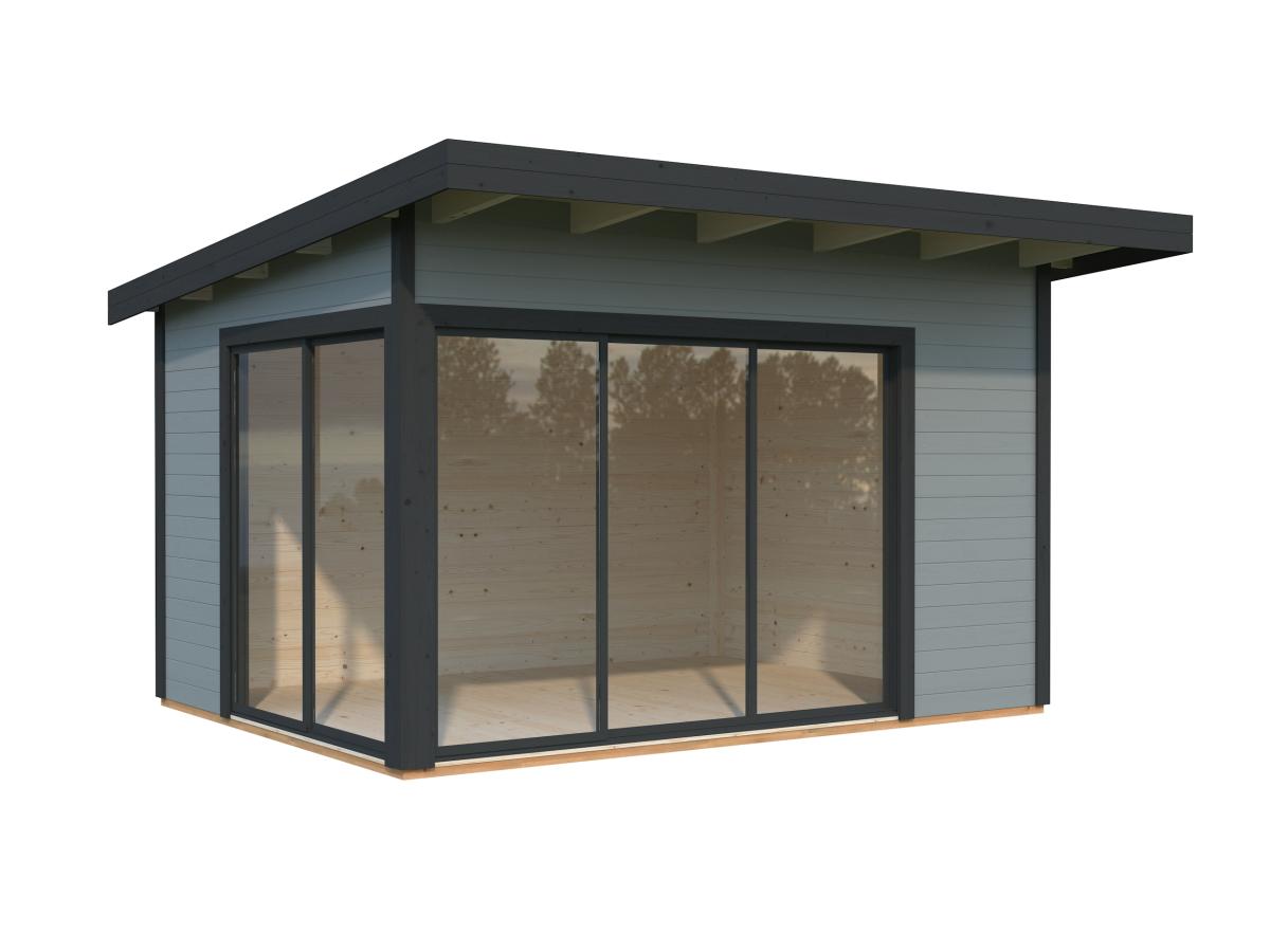 Palmako | Andrea S (12'10" x 9'10" | 120.6 sq.ft. | 1.7") Modern Corner Summer House With Sliding Doors