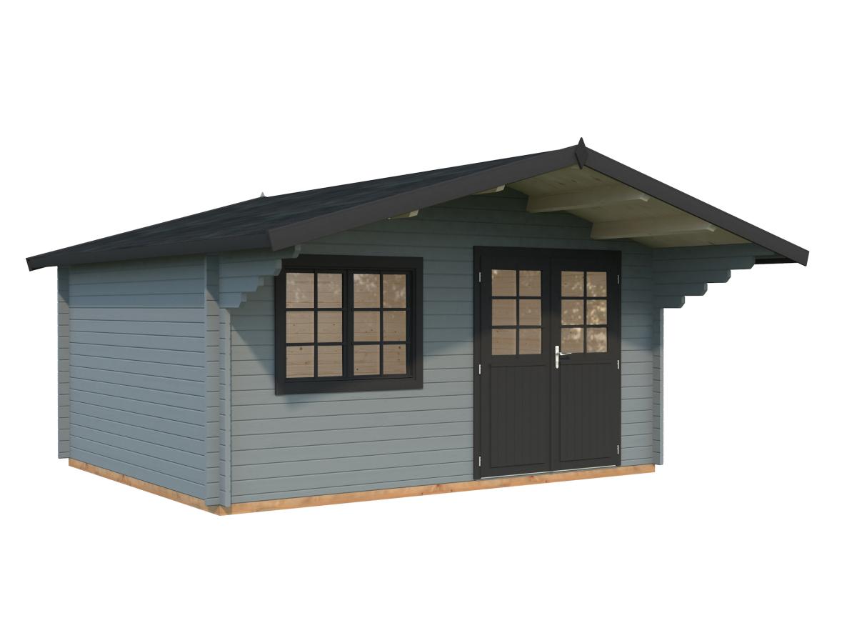 Palmako | Sally L (15'5" x 12'6" | 166.8 sq.ft. | 1.7") Nordic Garden Log Cabin with Overhang Roof