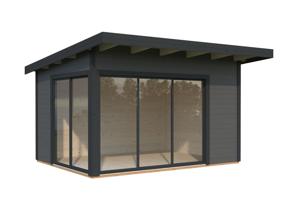 Palmako | Andrea S (12'10" x 9'10" | 120.6 sq.ft. | 1.7") Modern Corner Summer House With Sliding Doors