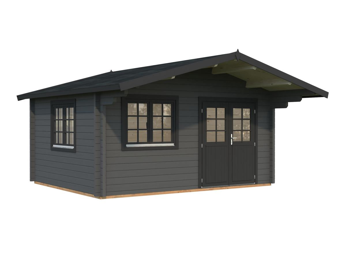 Palmako | Helena S (15'5" x 12'6" | 162.5 sq.ft. | 2.8") Double Glazed Heavy Duty Garden Log Cabin with Roof Overhang