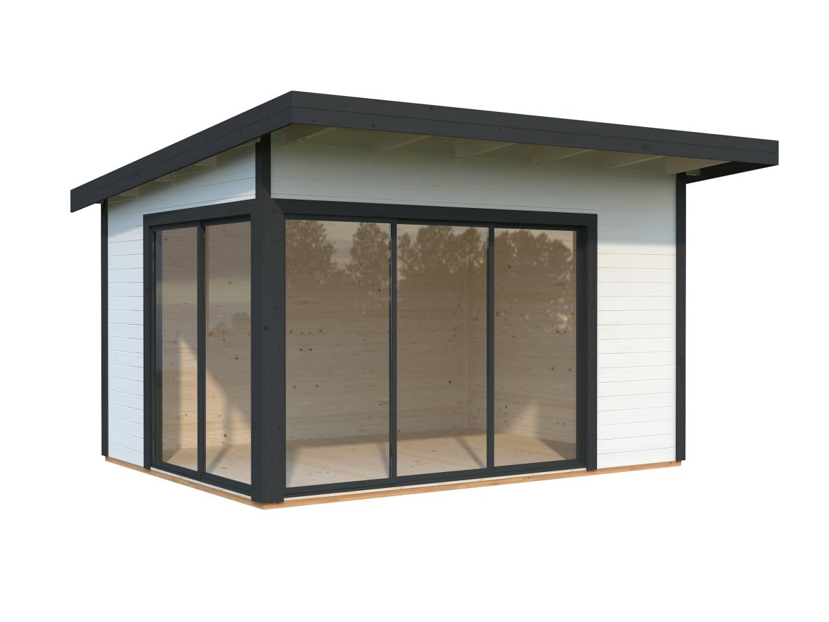 Palmako | Andrea S (12'10" x 9'10" | 120.6 sq.ft. | 1.7") Modern Corner Summer House With Sliding Doors